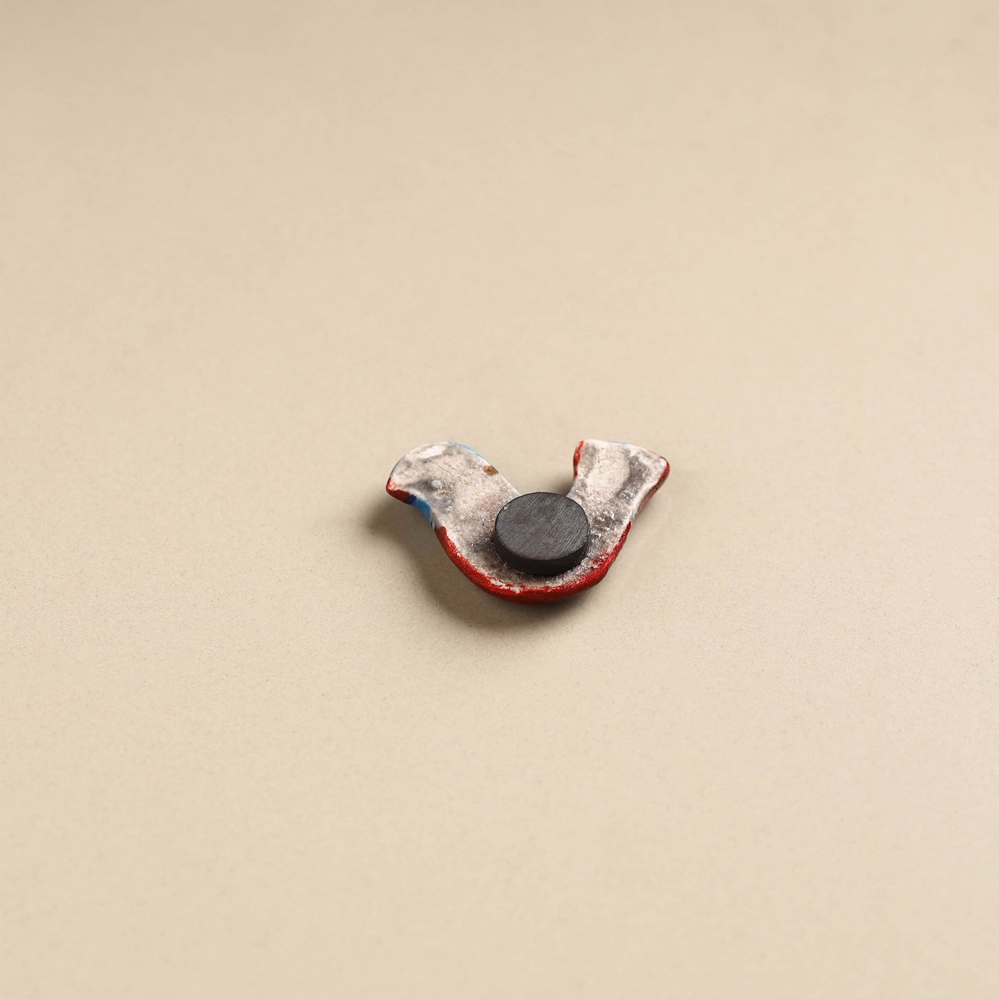 Red & Blue Bird Blue Pottery Ceramic Fridge Magnet