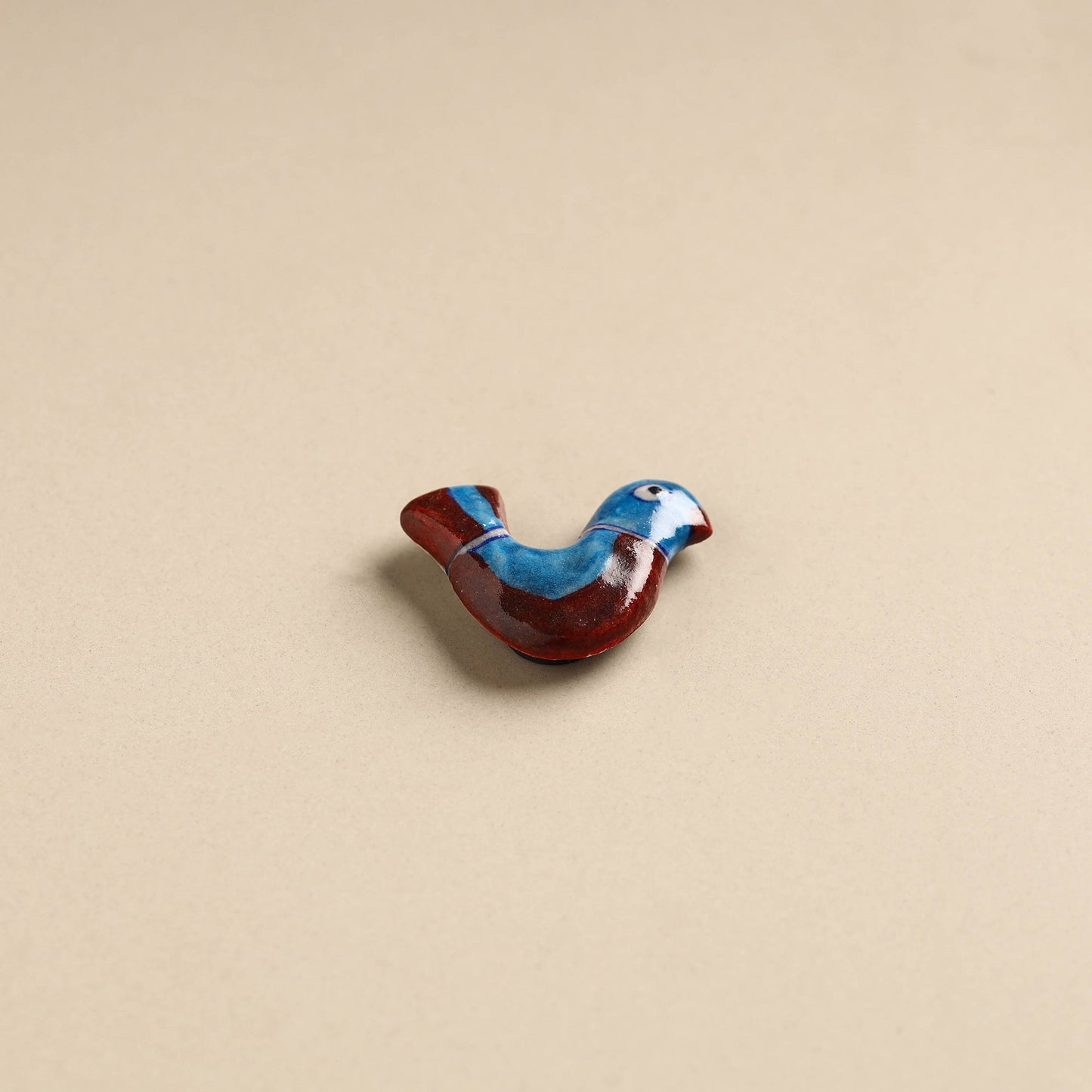 Red & Blue Bird Blue Pottery Ceramic Fridge Magnet