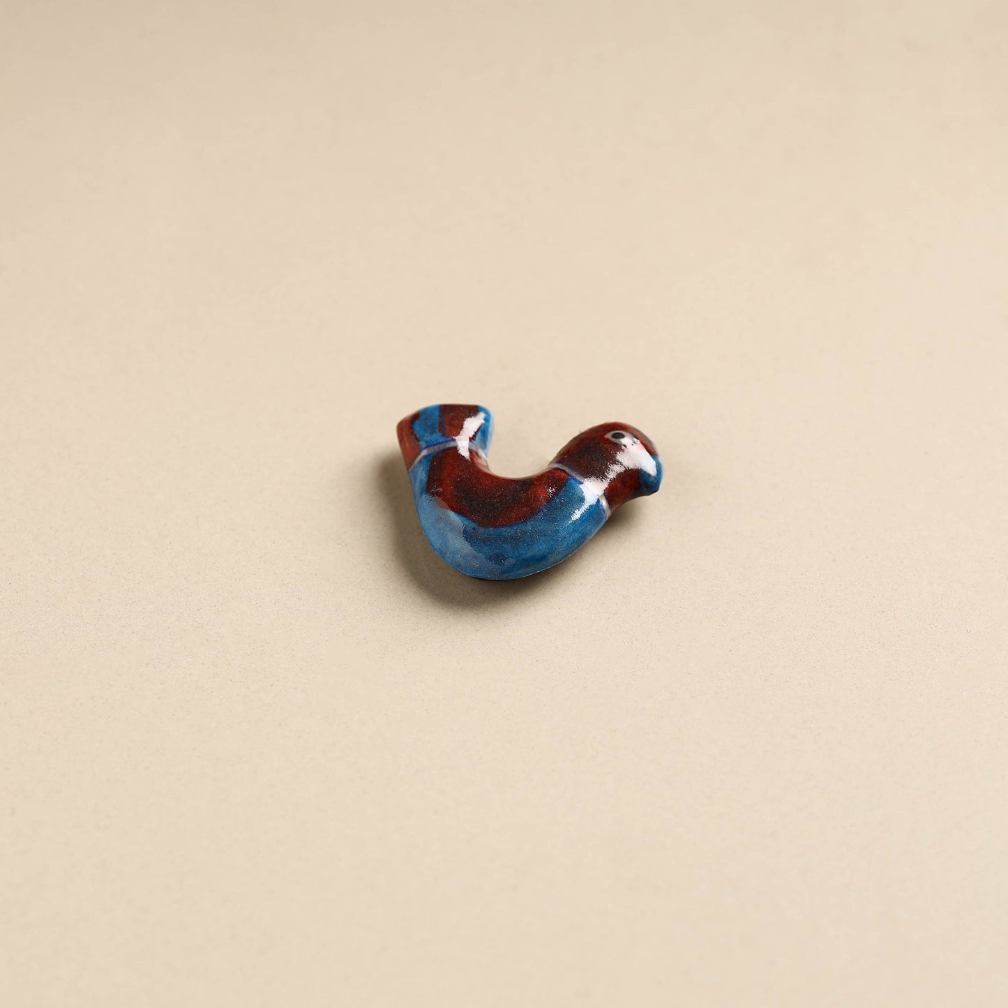 Blue & Red Bird Blue Pottery Ceramic Fridge Magnet