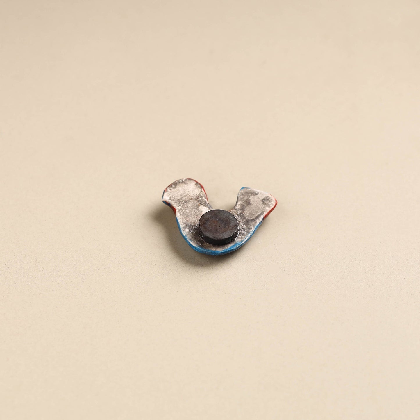 Blue & Red Bird Blue Pottery Ceramic Fridge Magnet