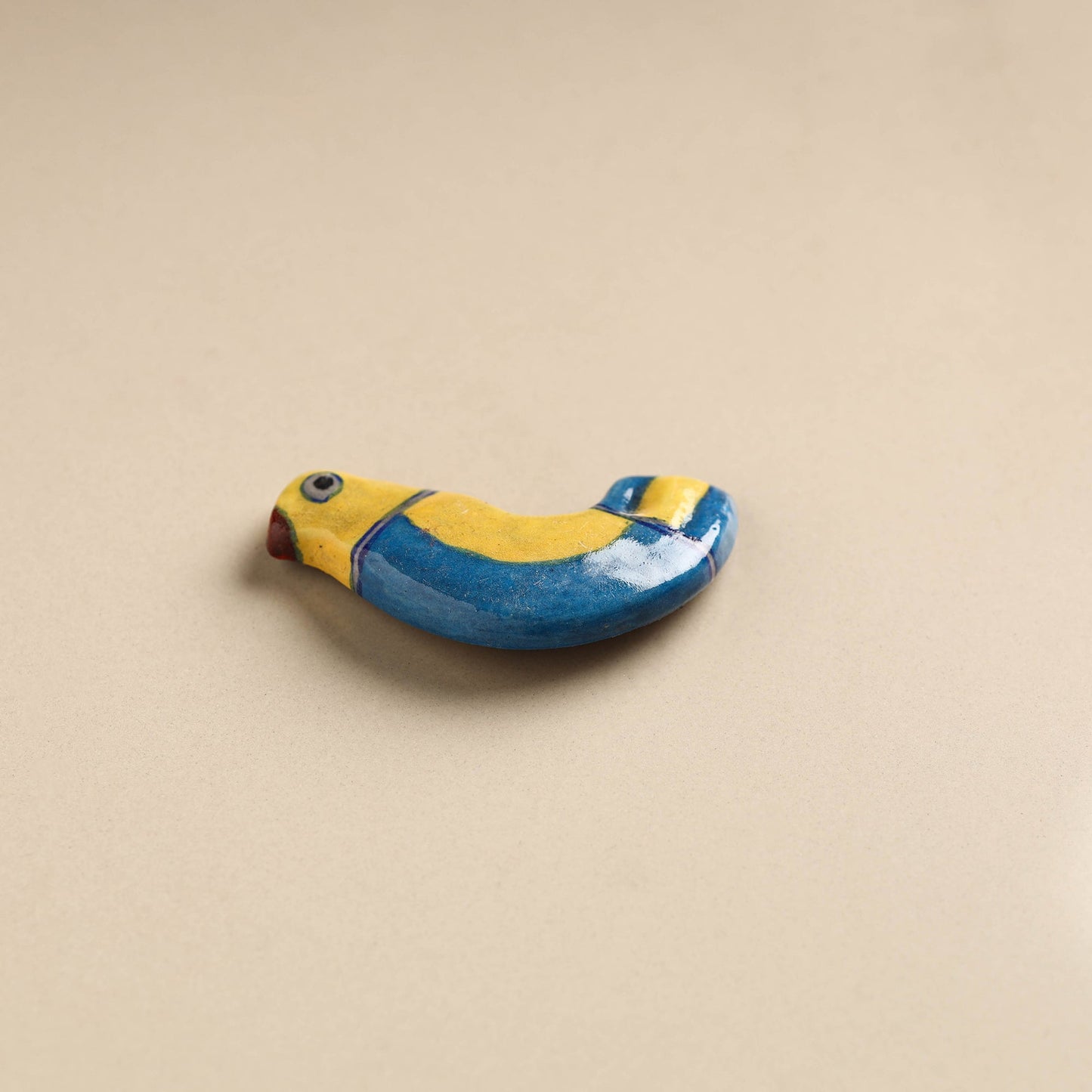 Yellow with Blue Bird Blue Pottery Ceramic Fridge Magnet