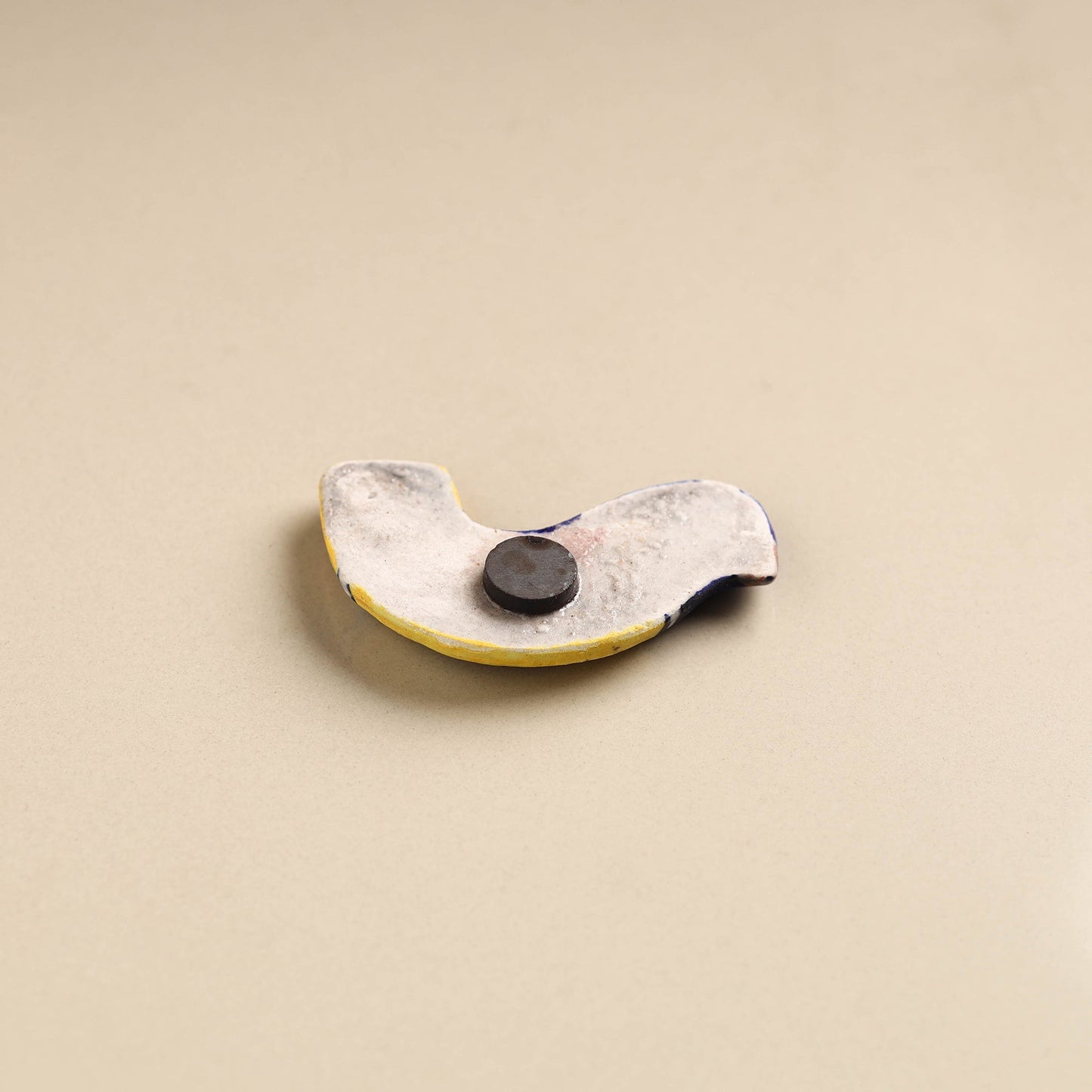 Navy Blue Yellow Bird Blue Pottery Ceramic Fridge Magnet