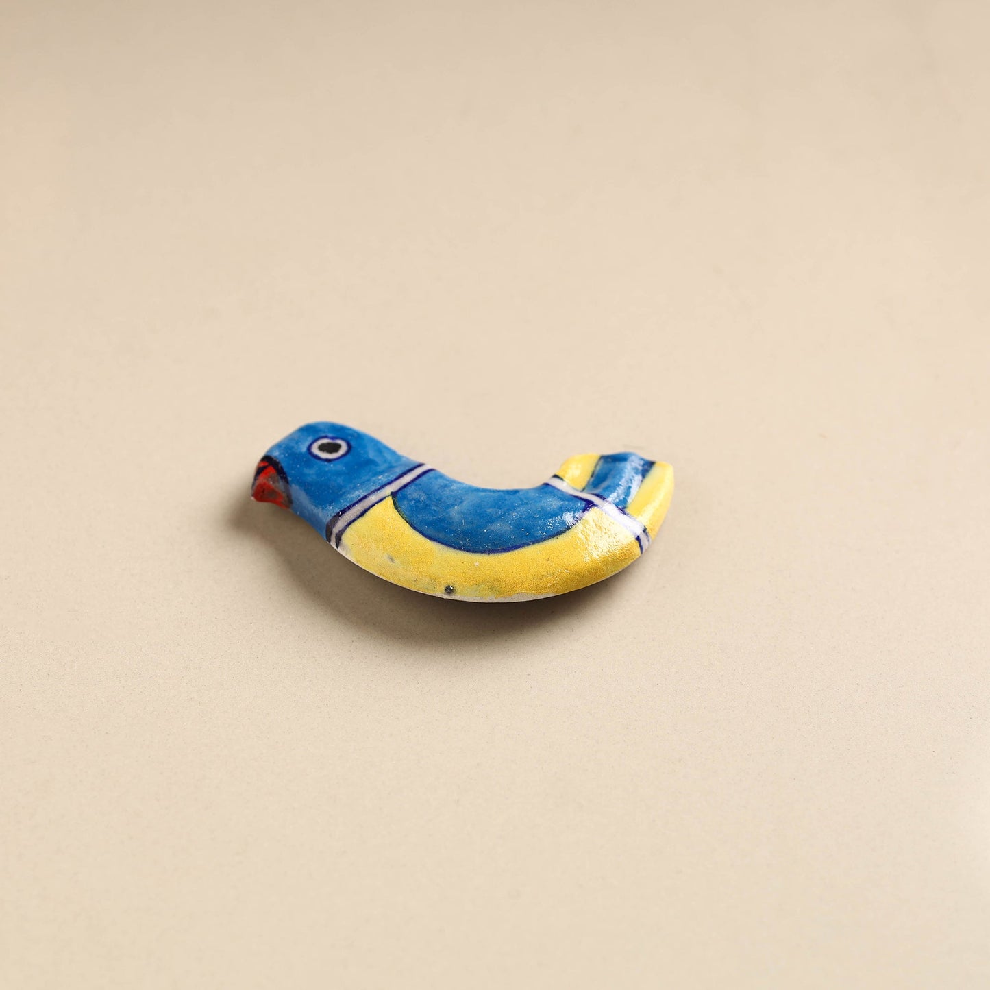 Light Yellow Blue Bird Blue Pottery Ceramic Fridge Magnet