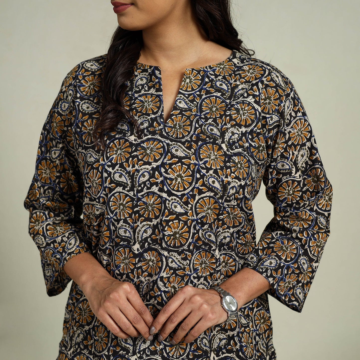 Multicolor Block Print Cotton Bagru Night Suit Set