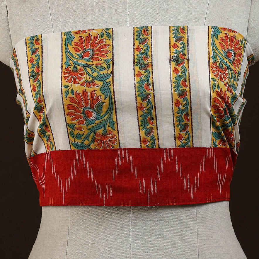 Block print cotton sanganeri blouse piece 18 - handcrafted