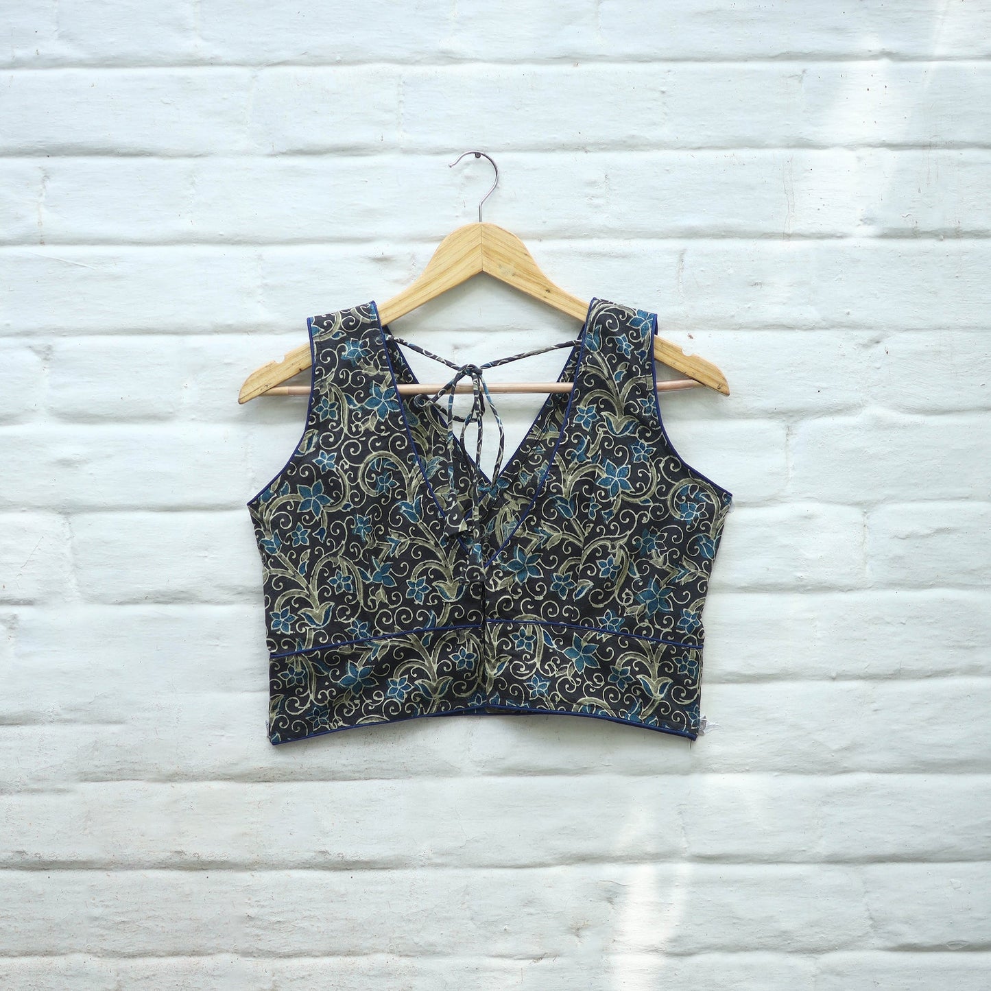 Multicolor Block Print Cotton Stitched Ajrakh Blouse