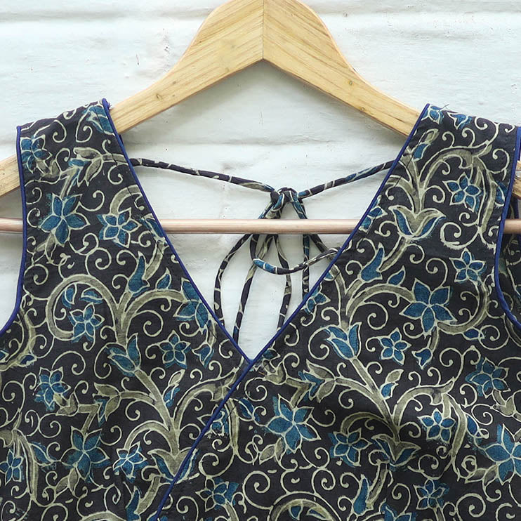 Multicolor Block Print Cotton Stitched Ajrakh Blouse