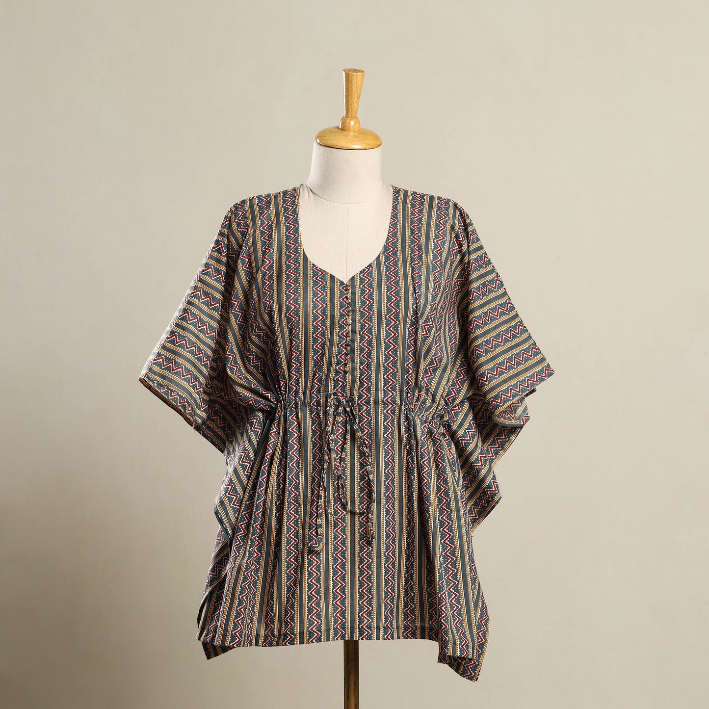 Multicolor - sanganeri cotton kaftan (short) 13