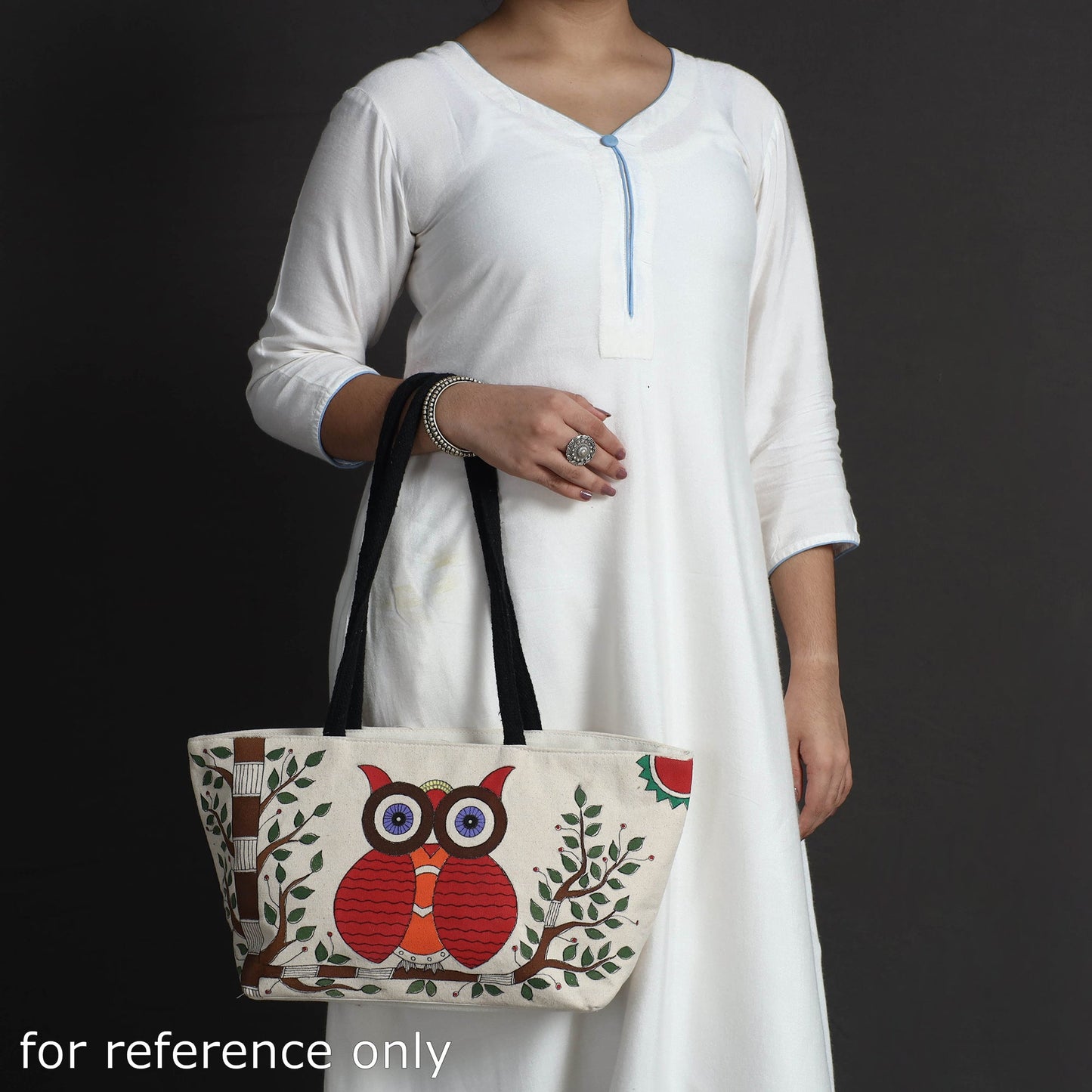 Multicolor Canvas Cotton Handpainted Shoulder Bag