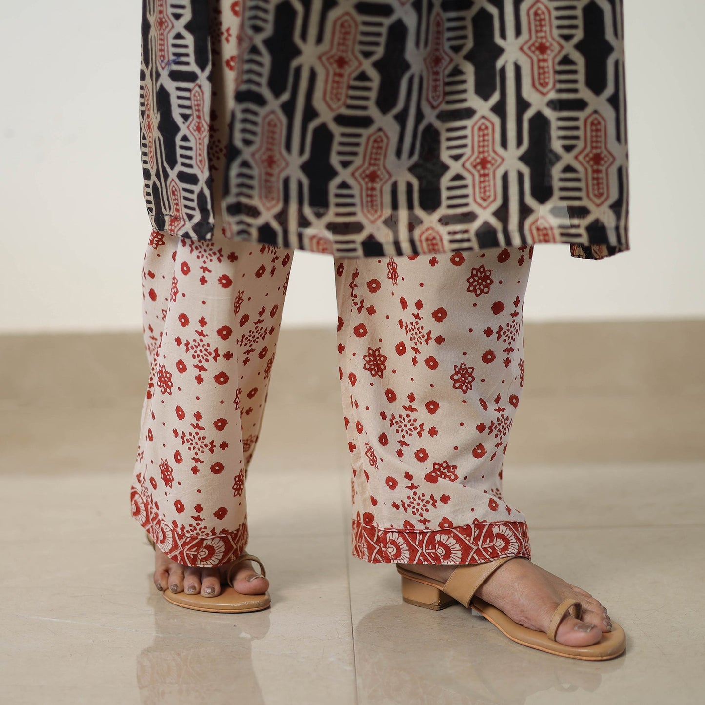 Multicolor Chanderi Silk Hand Block Bagru Print Kurta Set