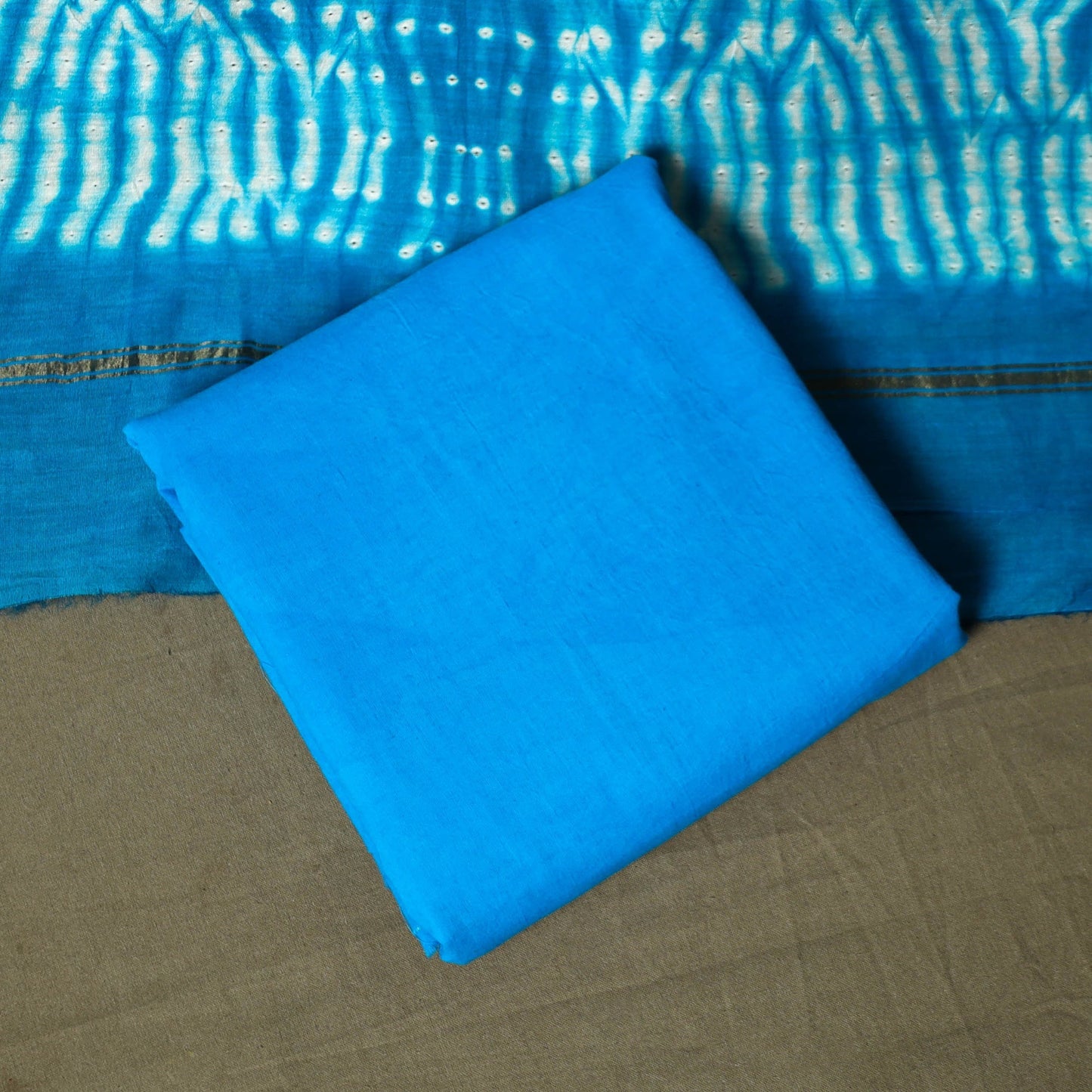 Chanderi silk shibori tie-dye 3pc unstitched dress material