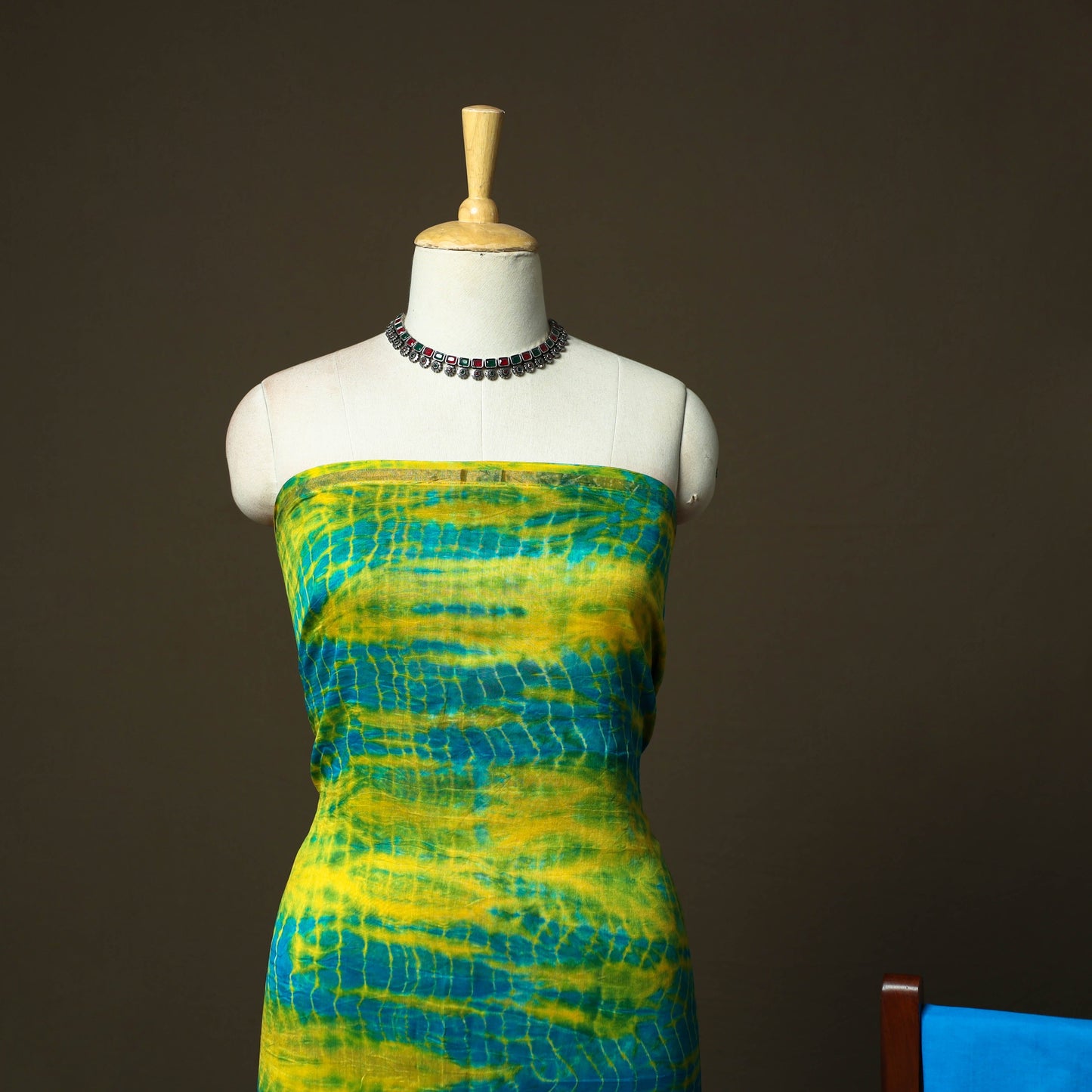 Chanderi silk shibori tie-dye 3pc unstitched dress material