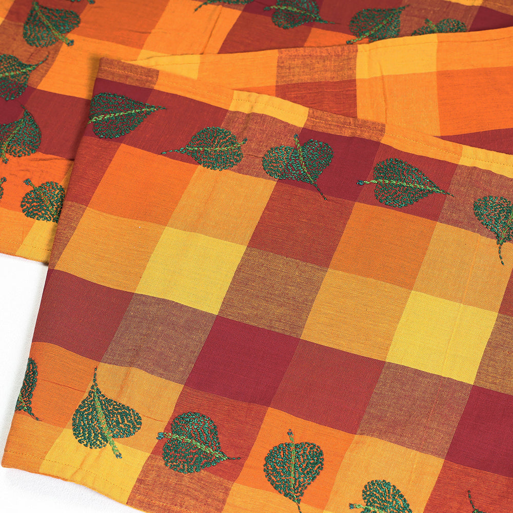 Multicolor Chandi Mati Tagai Work Silk Cotton Table Runner