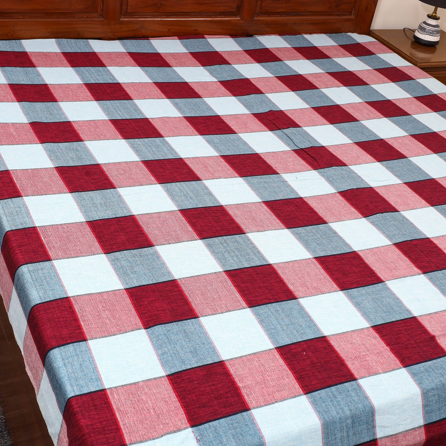 Multicolor - cotton double handloom bed cover (98 x 90 in)