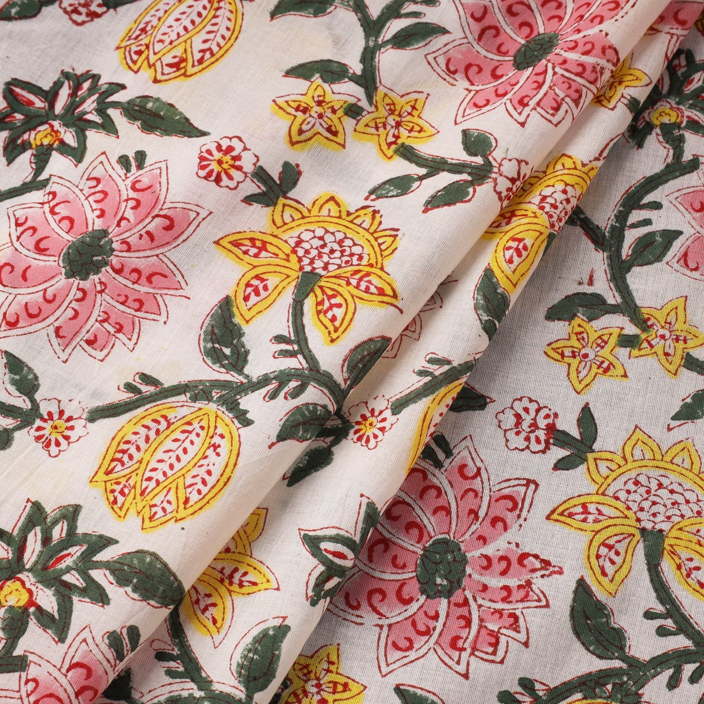Cotton hand block sanganeri print fabric 04 - handcrafted