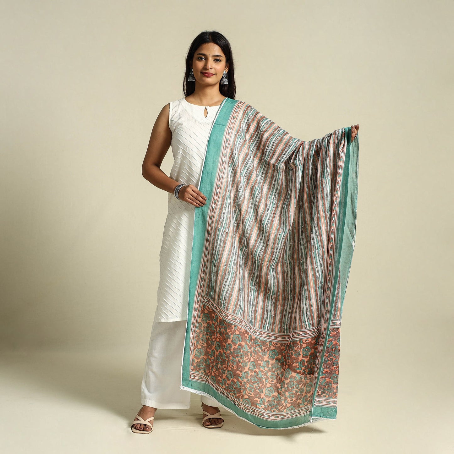 Multicolor Cotton Jaipur Printed Dupatta