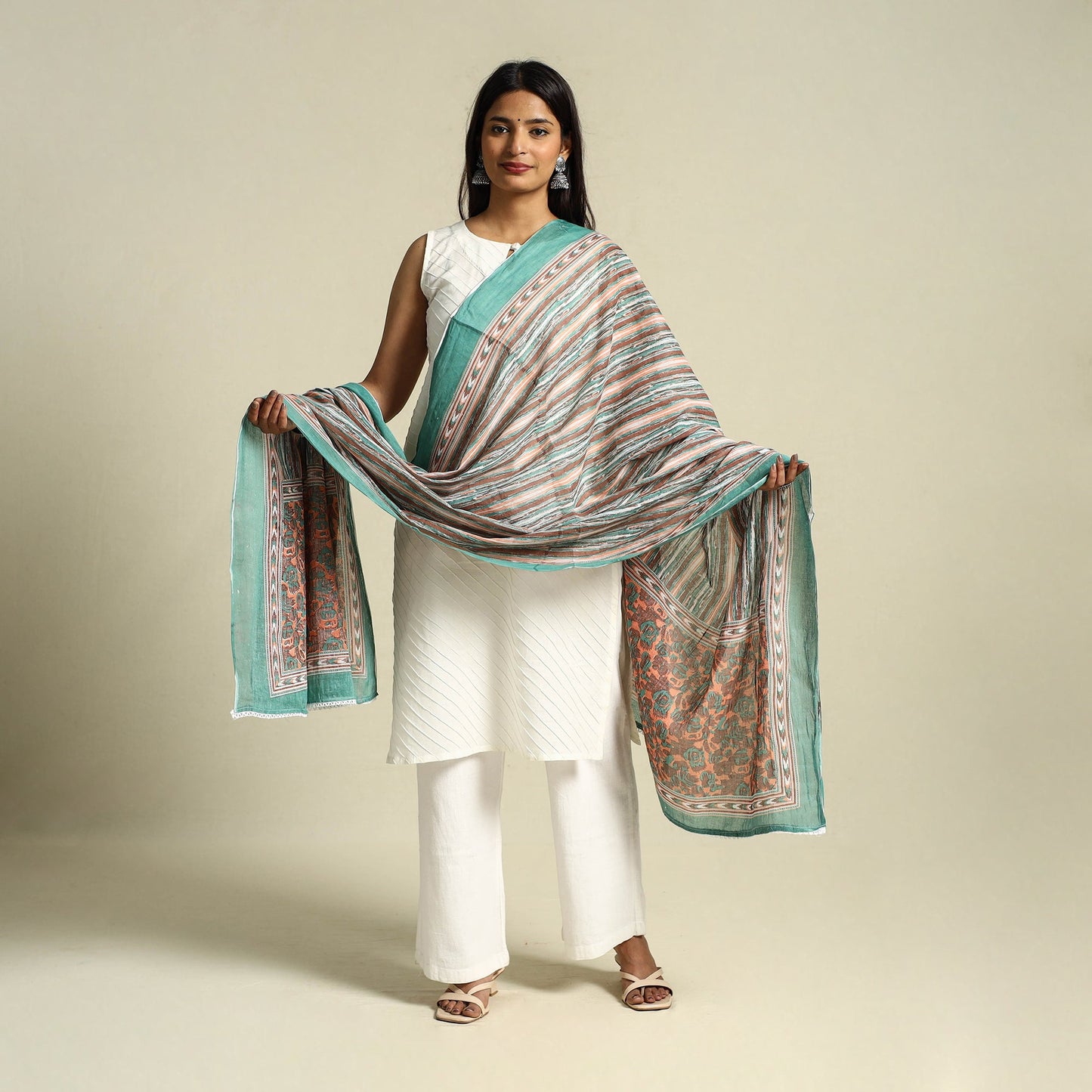 Multicolor Cotton Jaipur Printed Dupatta