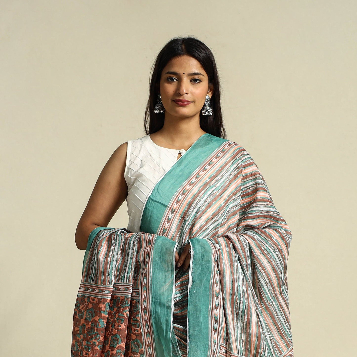 Multicolor Cotton Jaipur Printed Dupatta