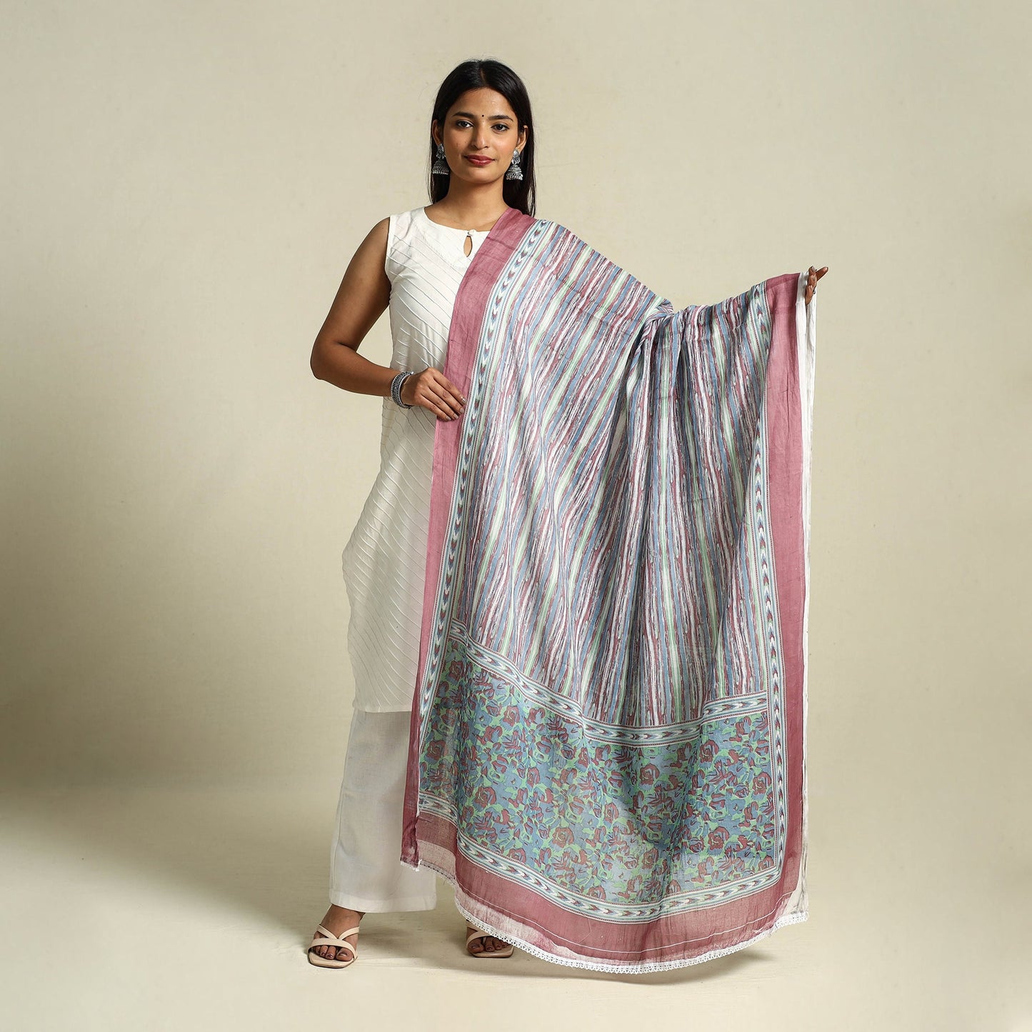 Multicolor - cotton jaipur printed dupatta 34 - handcrafted