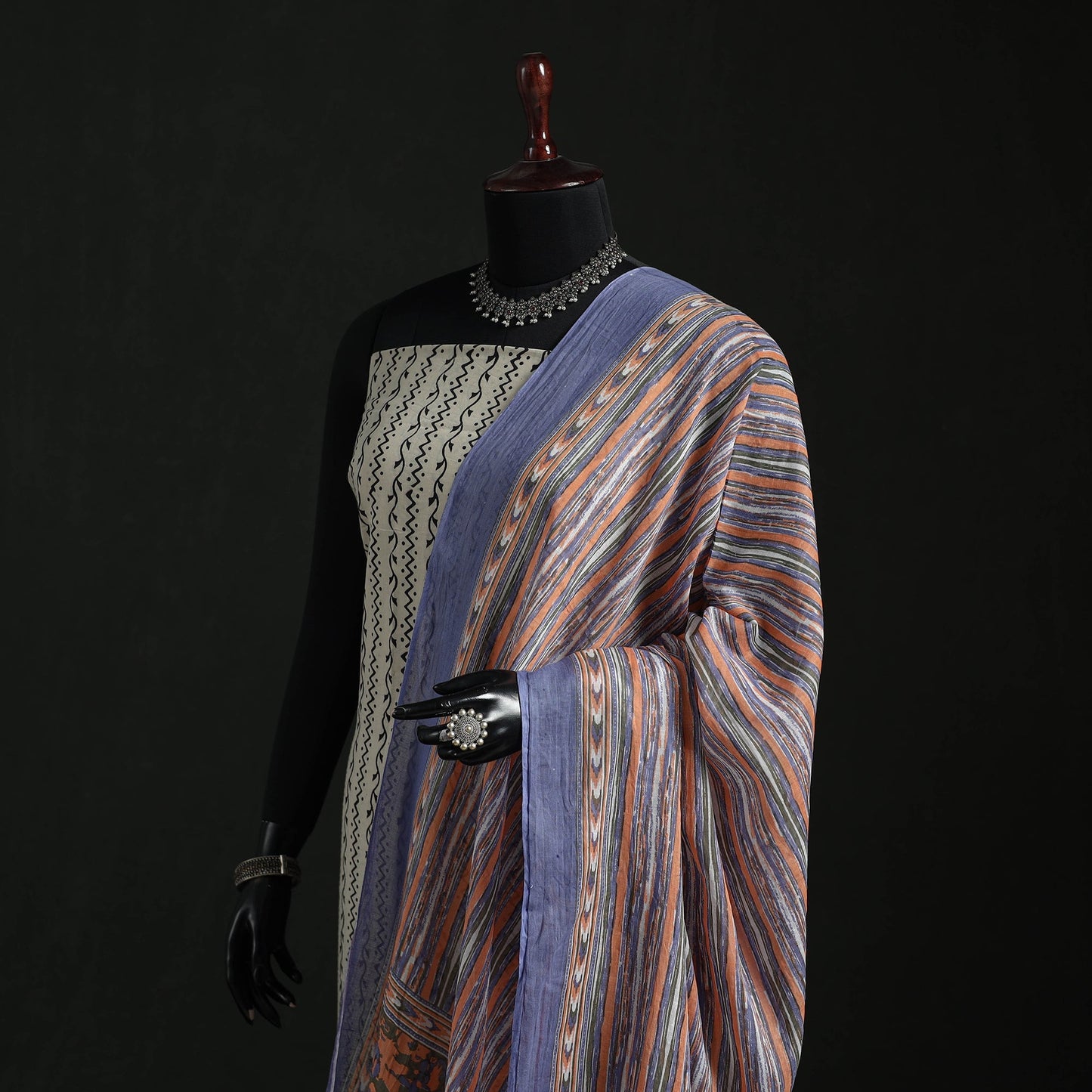 Cotton jaipur printed dupatta 49 - handcrafted