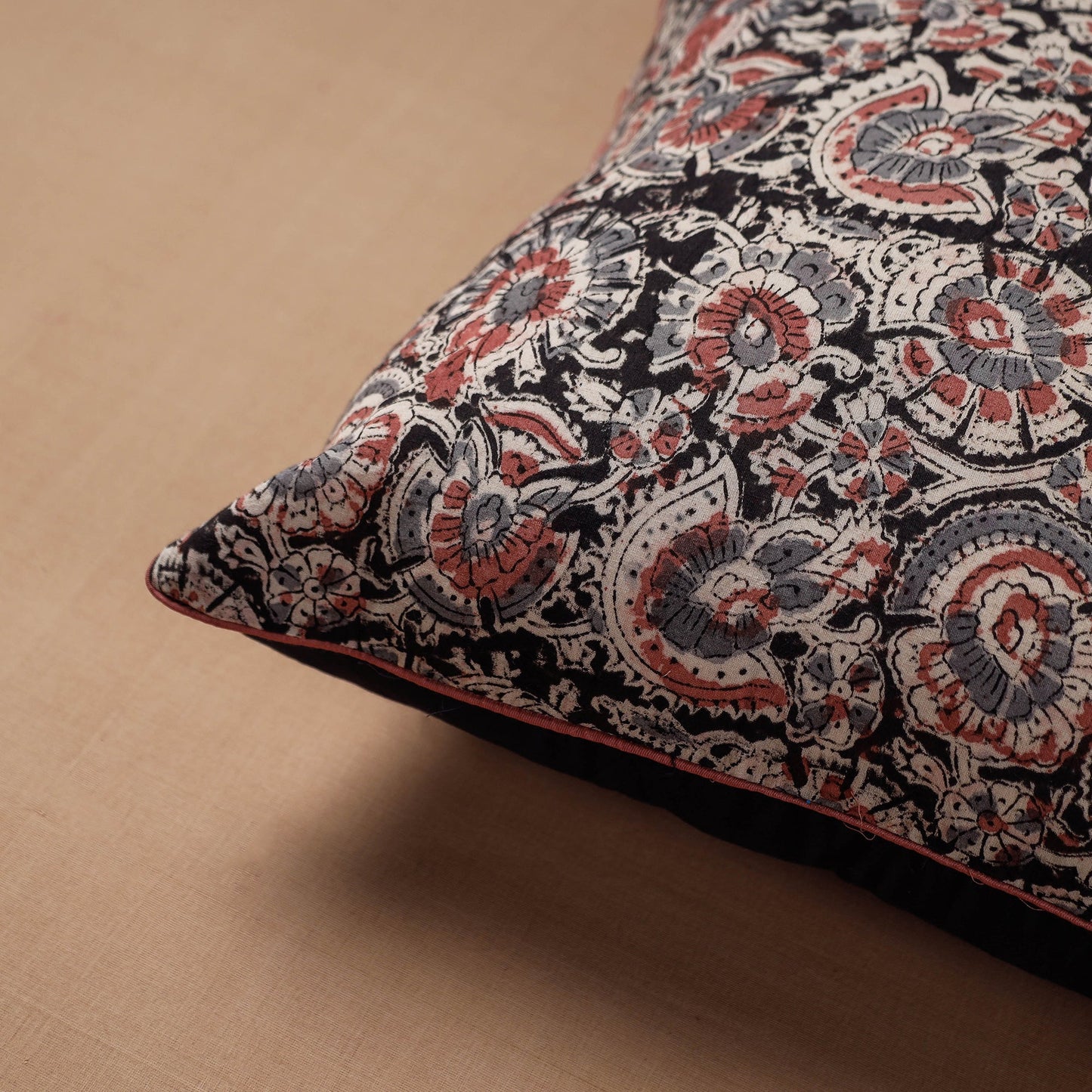 Block Print Cotton Kalamkari Cushion Cover