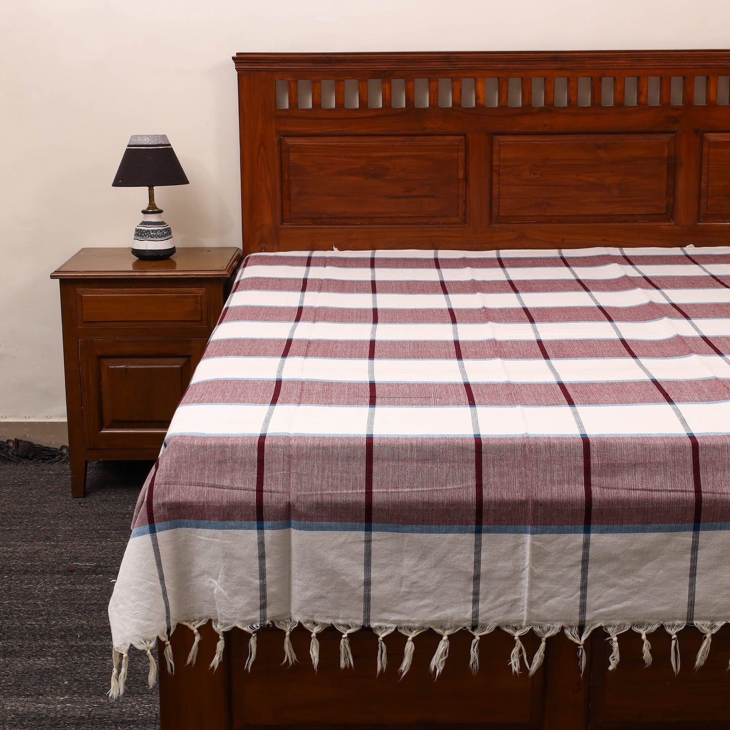 Multicolor - cotton single handloom bed cover (90 x 60 in)