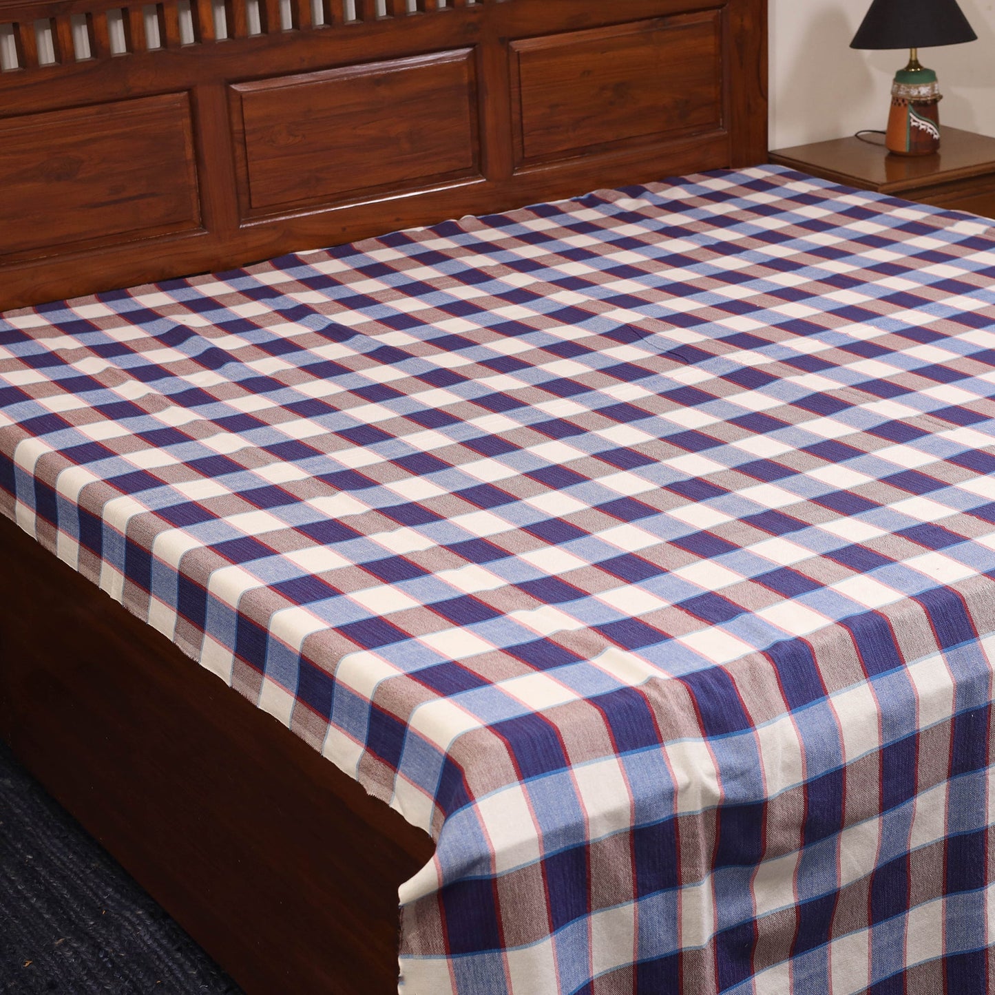 Multicolor - double handloom cotton bed sheet (108 x 90 in)