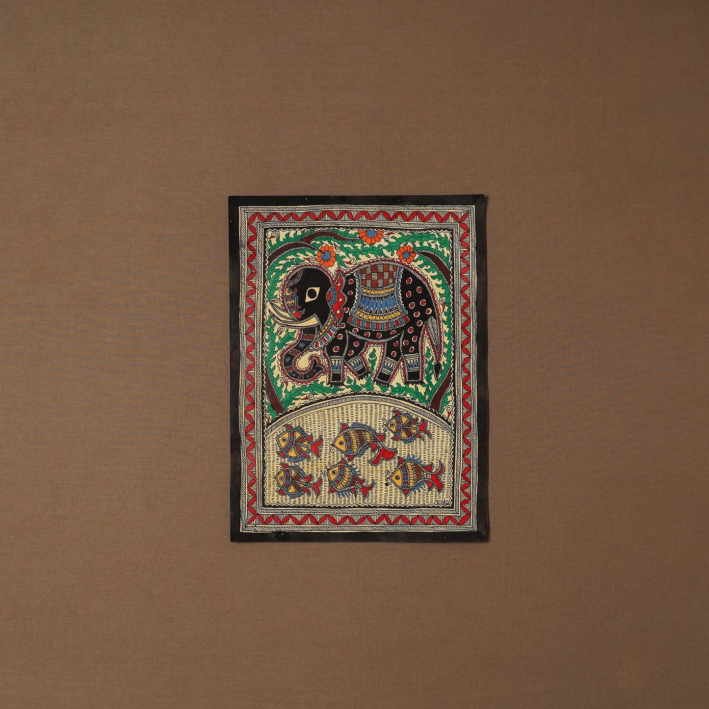 Handpainted madhubani painting by hira devi (14 x 11 in) 34