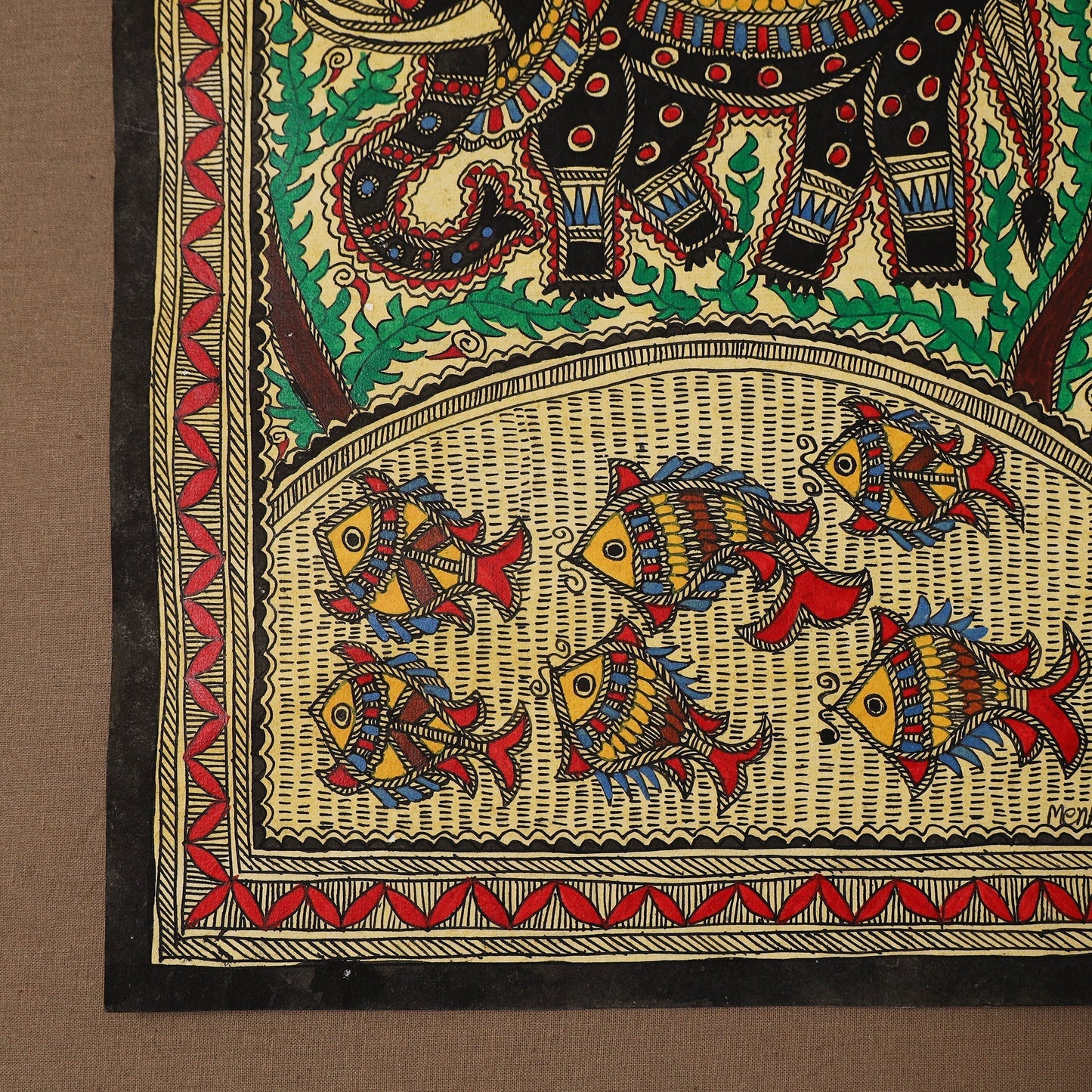 Handpainted madhubani painting by hira devi (14 x 11 in) 34