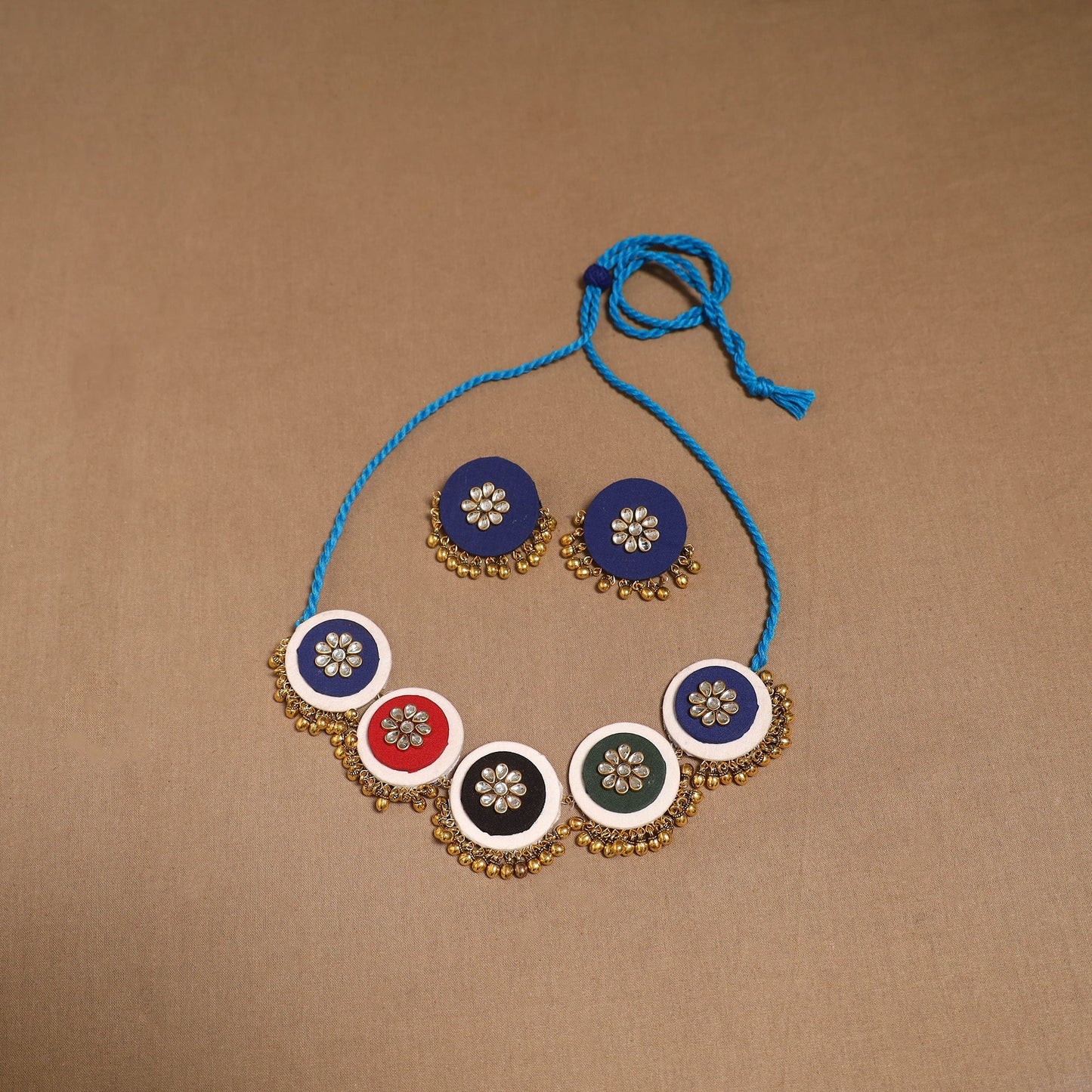 Fabart ghungroo & kundan work necklace set 21 - handcrafted