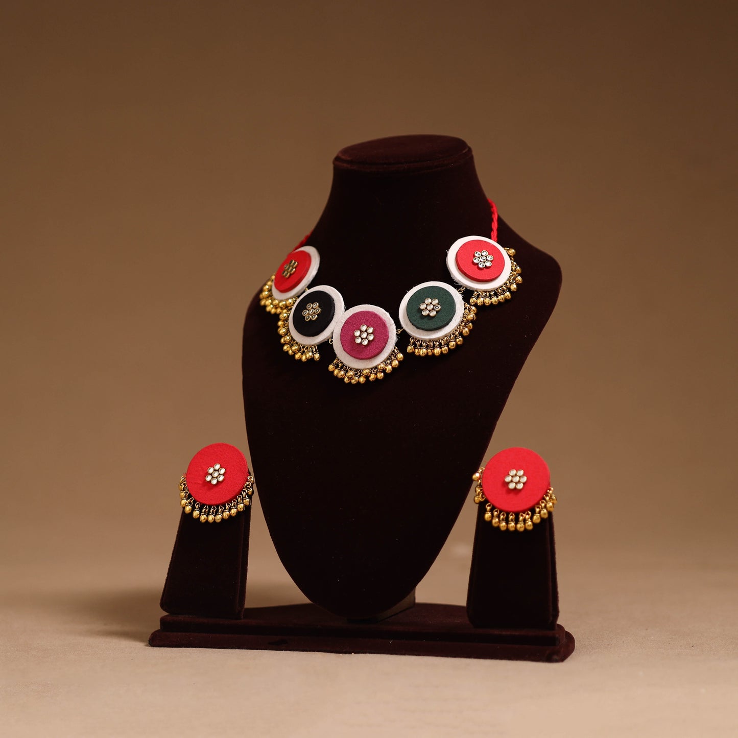 Fabart ghungroo & kundan work necklace set 23 - handcrafted