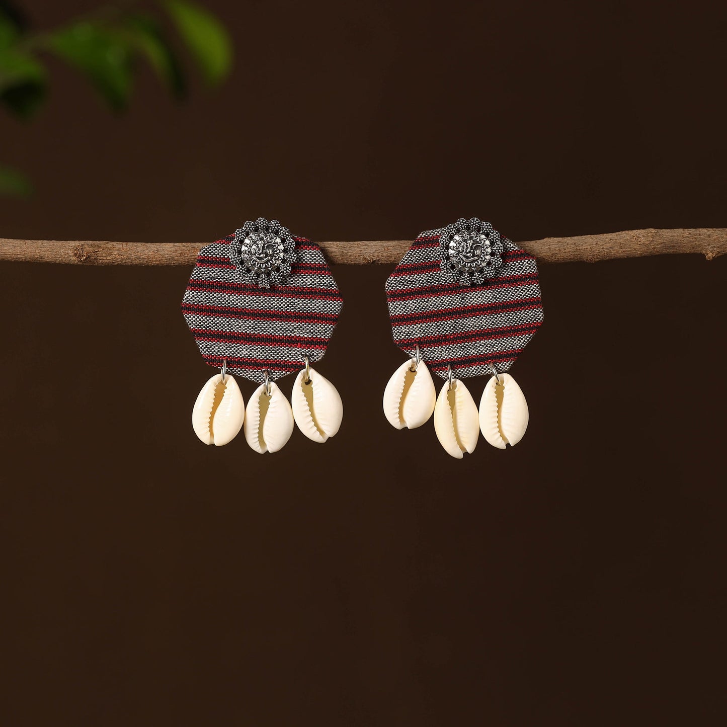 Multicolor - faida fabart shell work earrings - handcrafted