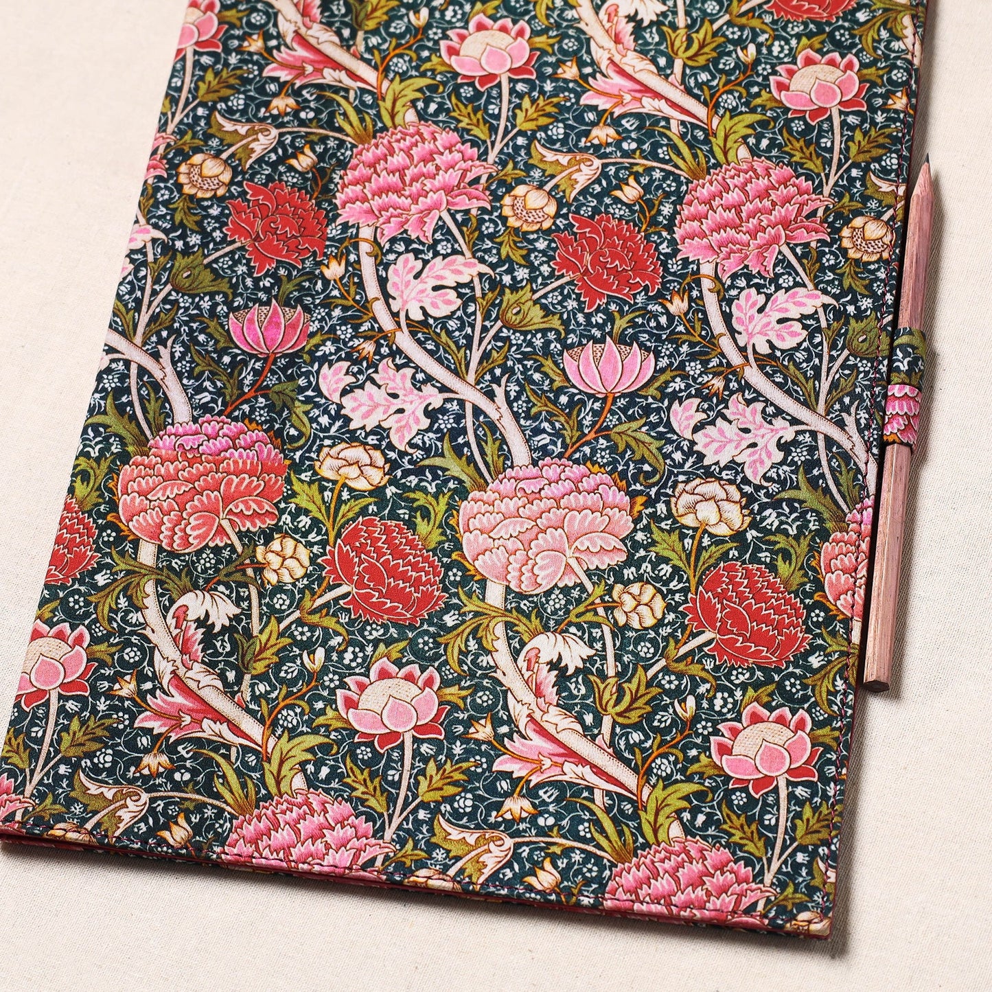 Multicolor Floral Printed Handcrafted File Folder with Pencil