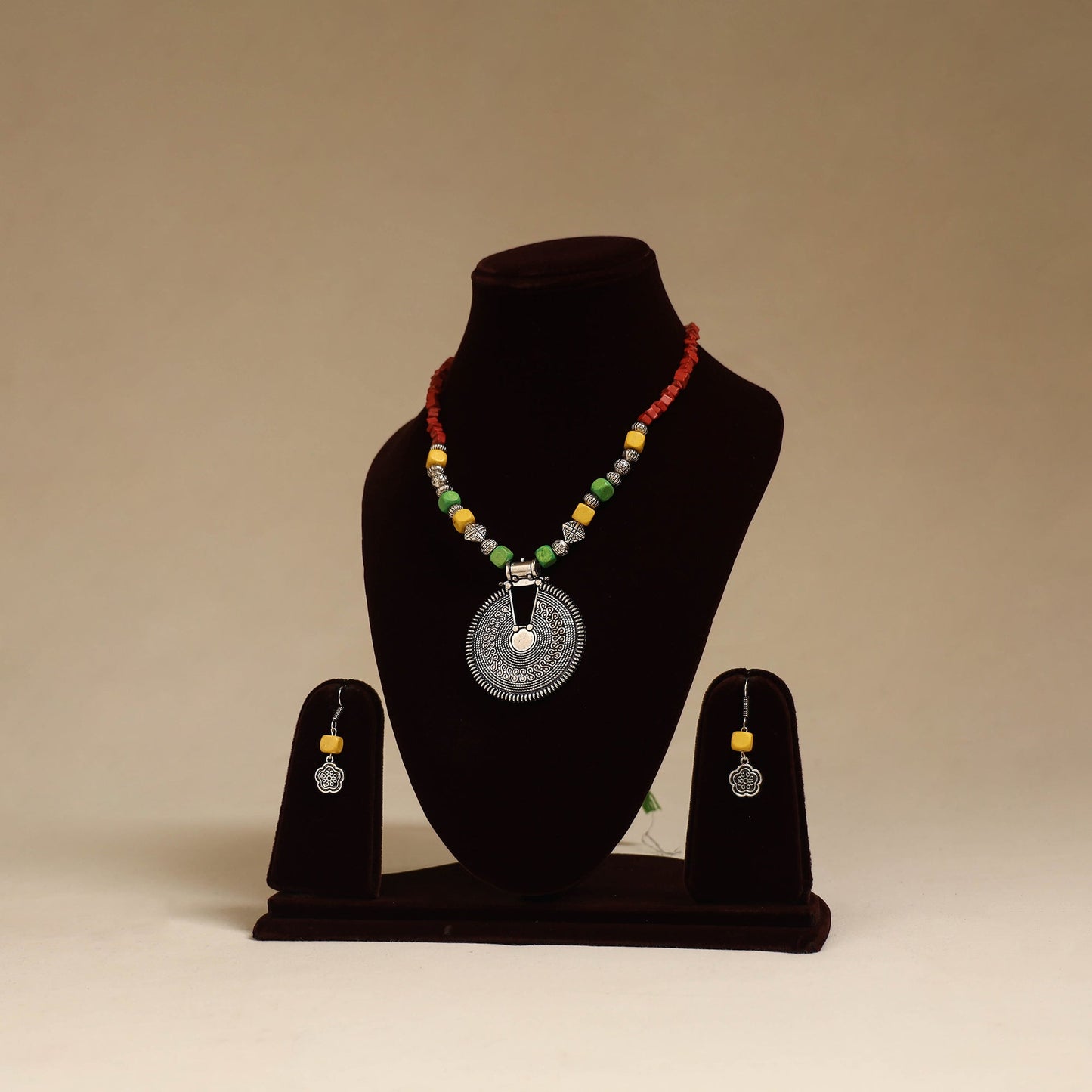 Multicolor - german silver beaded necklace set 03