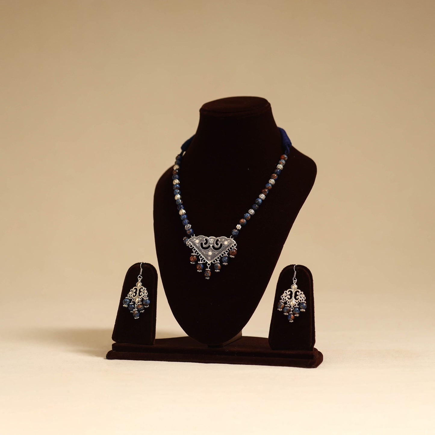 Multicolor - german silver necklace set with glass stones