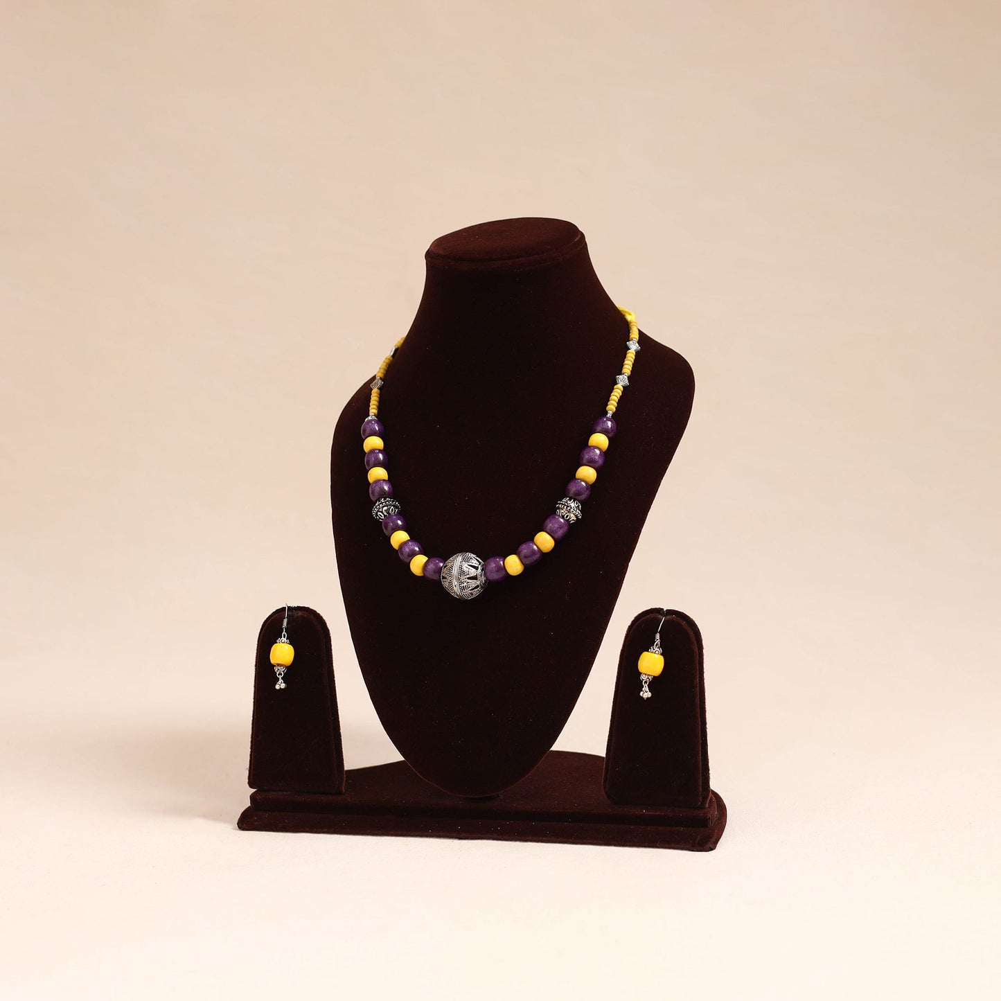 Multicolor - german silver wooden beads necklace set 86