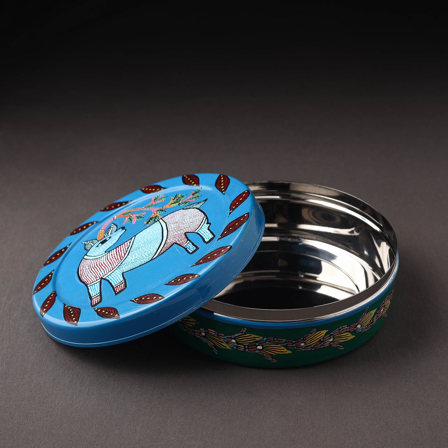 Gond Handpainted Stainless Steel Casserole