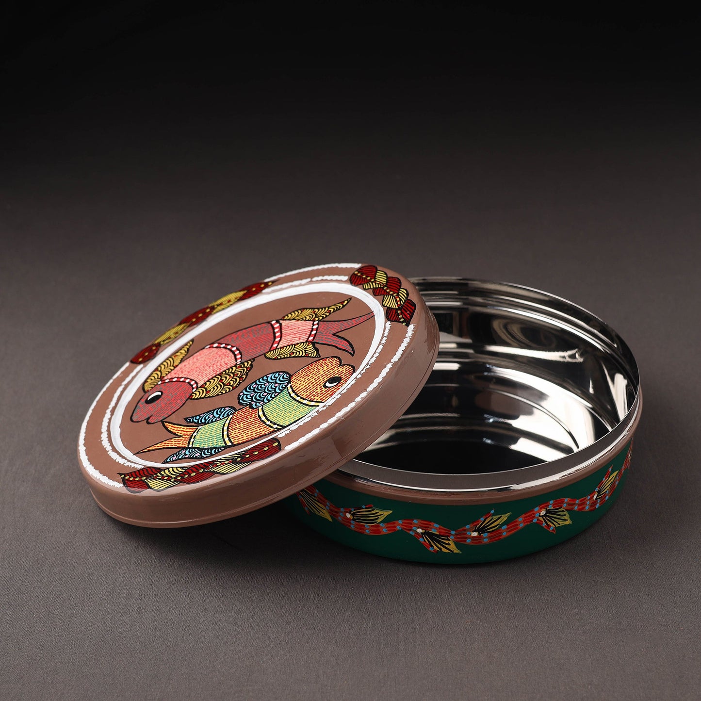 Gond Handpainted Stainless Steel Casserole