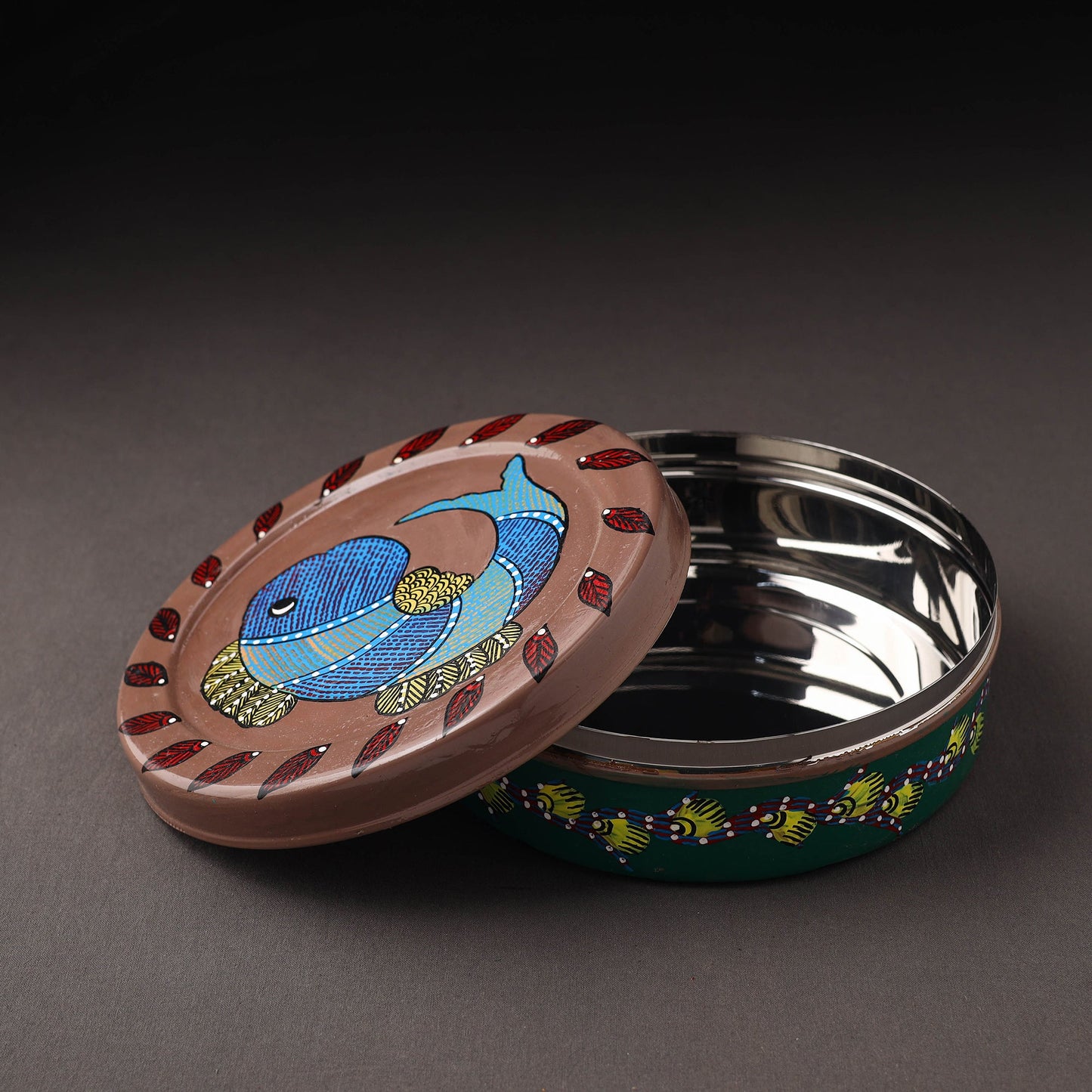 Gond Handpainted Stainless Steel Casserole