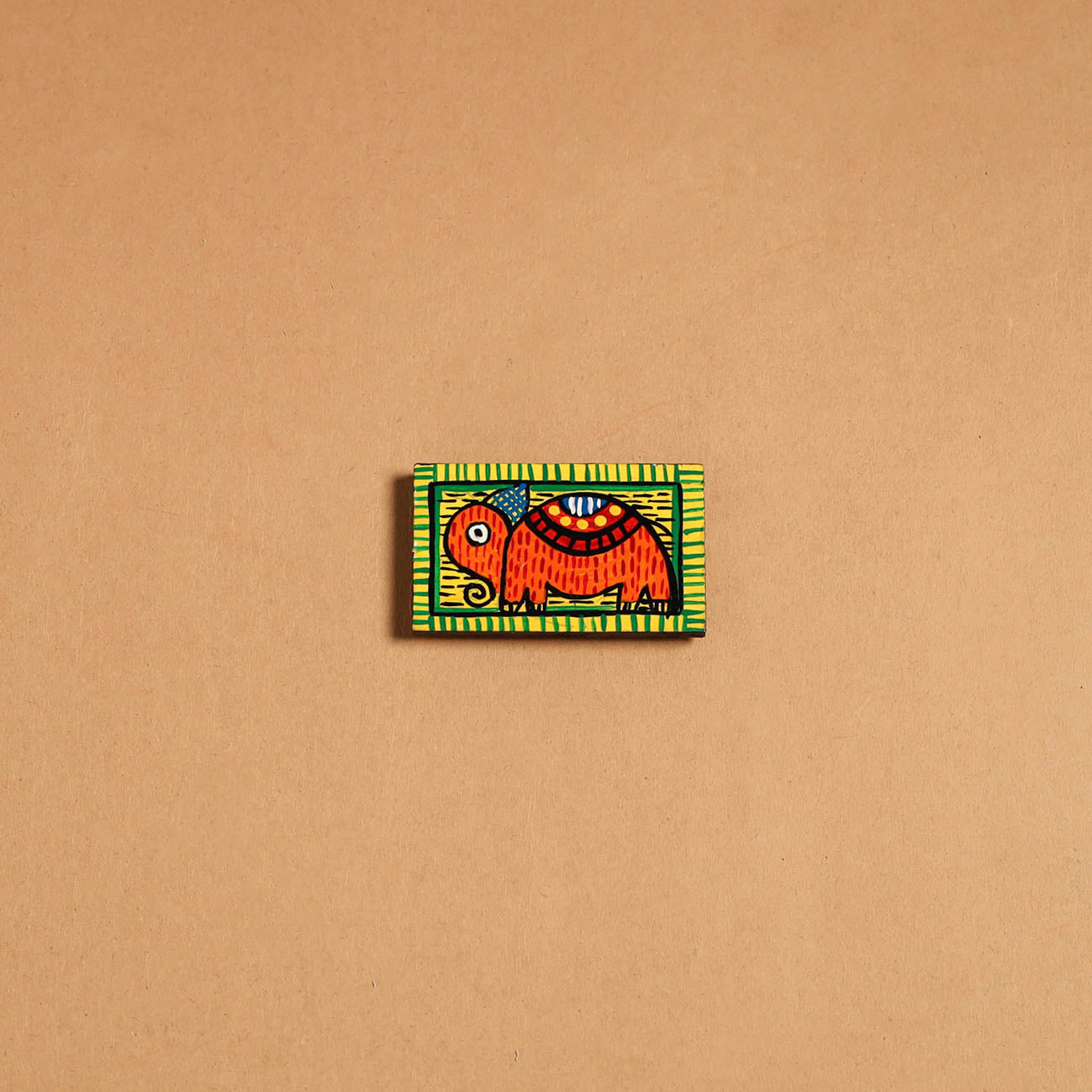 Multicolor - gond handpainted wooden fridge magnet 36