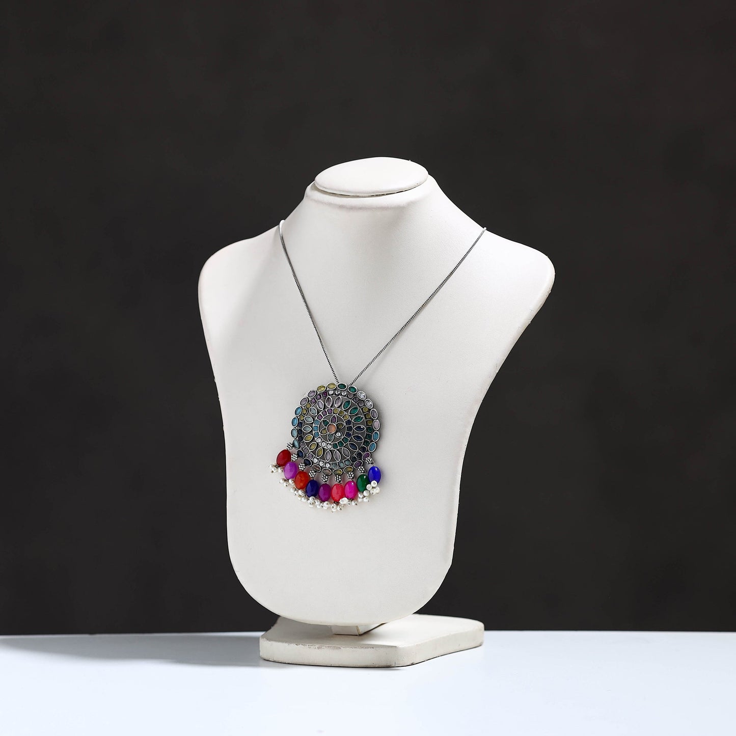 GS Stone Embedded Pendant Necklace