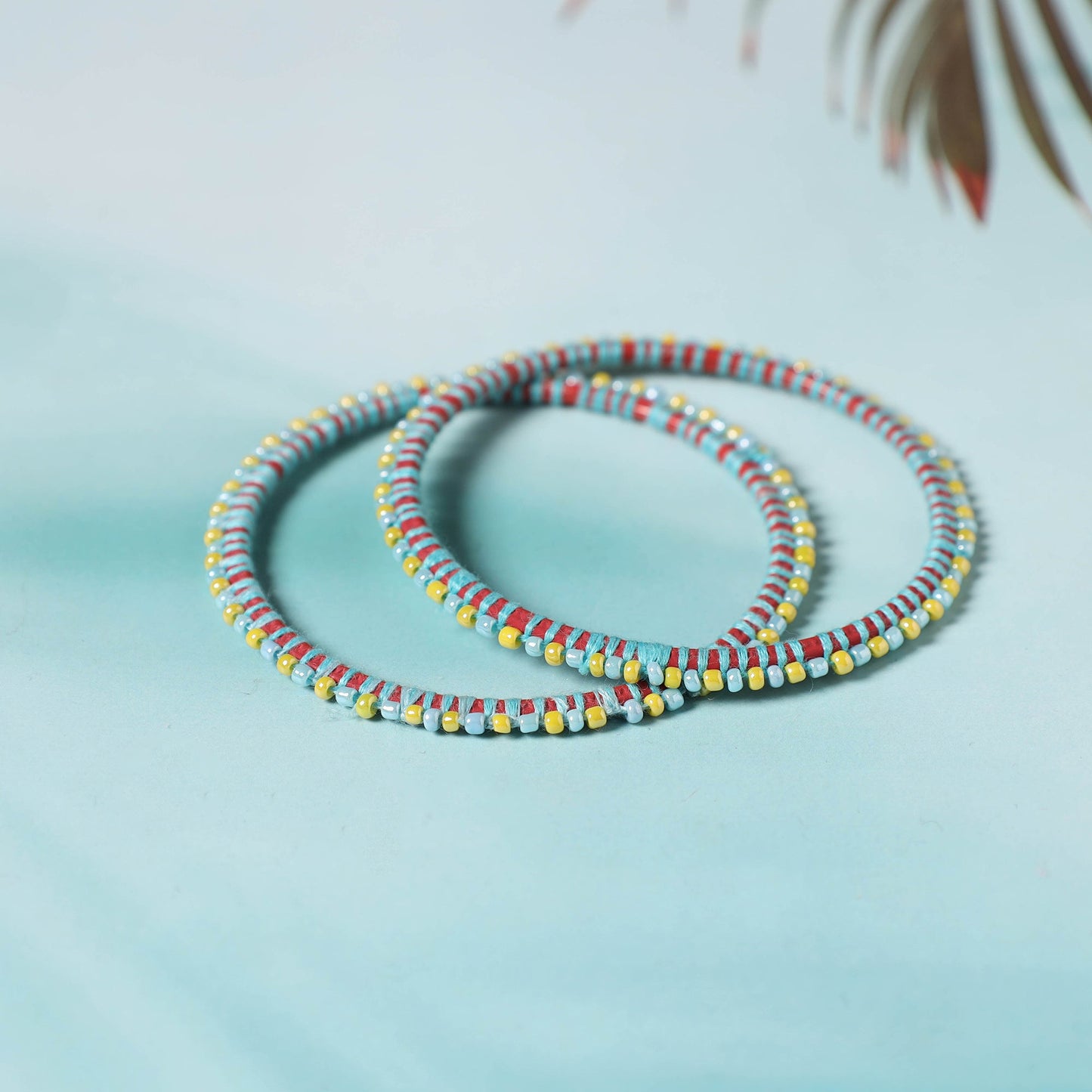 Hand Embroidered Beadwork Bangle (Set of 2)