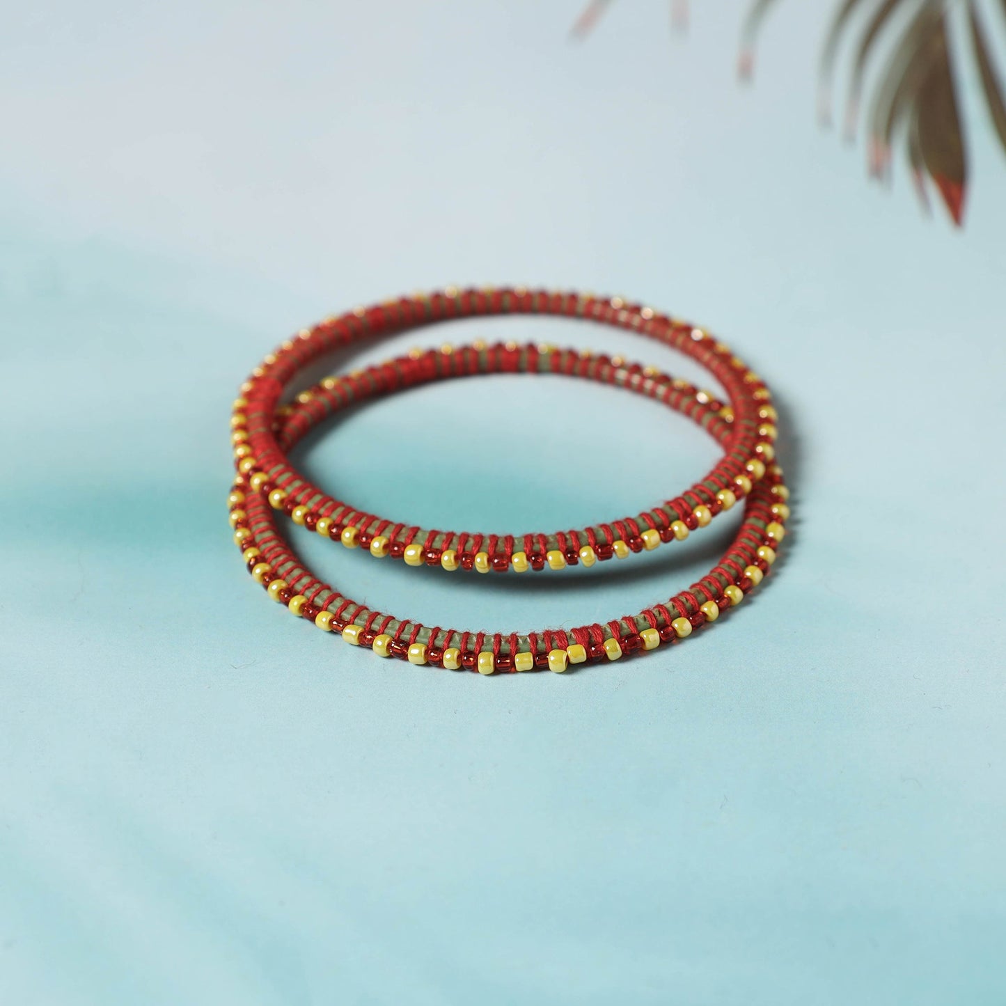 Hand Embroidered Beadwork Bangle (Set of 2)