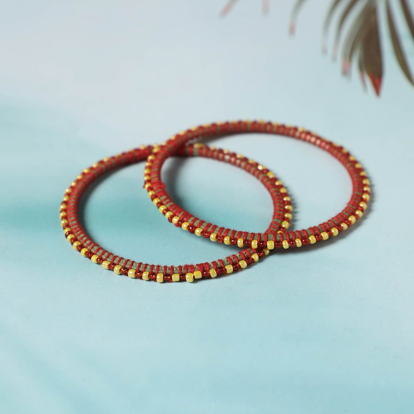 Hand Embroidered Beadwork Bangle (Set of 2)