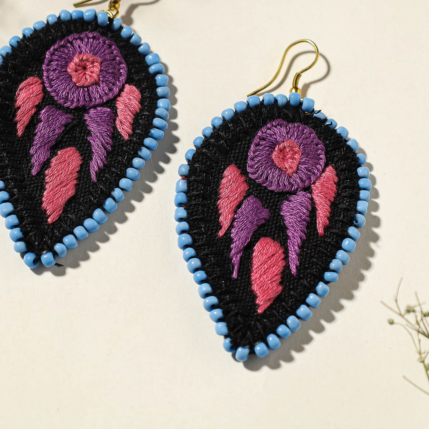 embroidered earrings