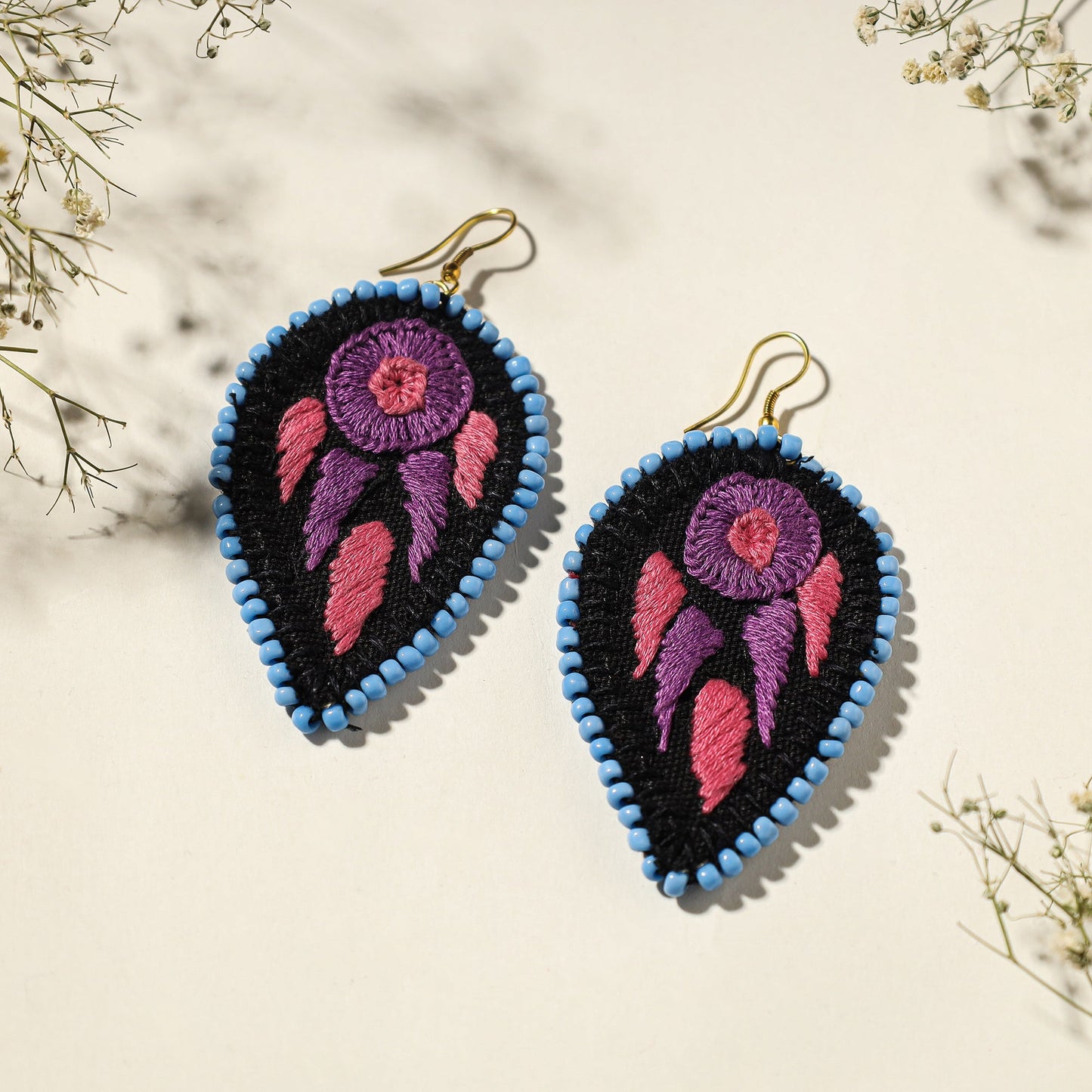 embroidered earrings