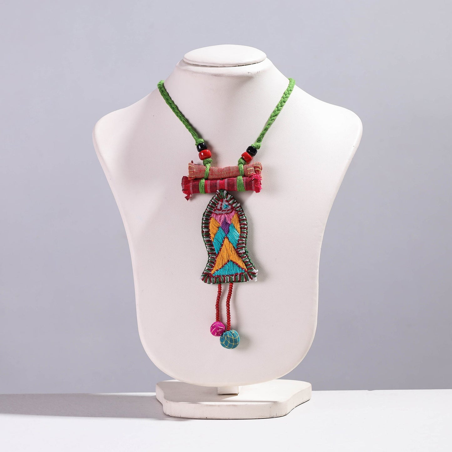 Hand Embroidered Fabart Necklace with Beadwork by Rangila Dhaga Online at iTokri.com