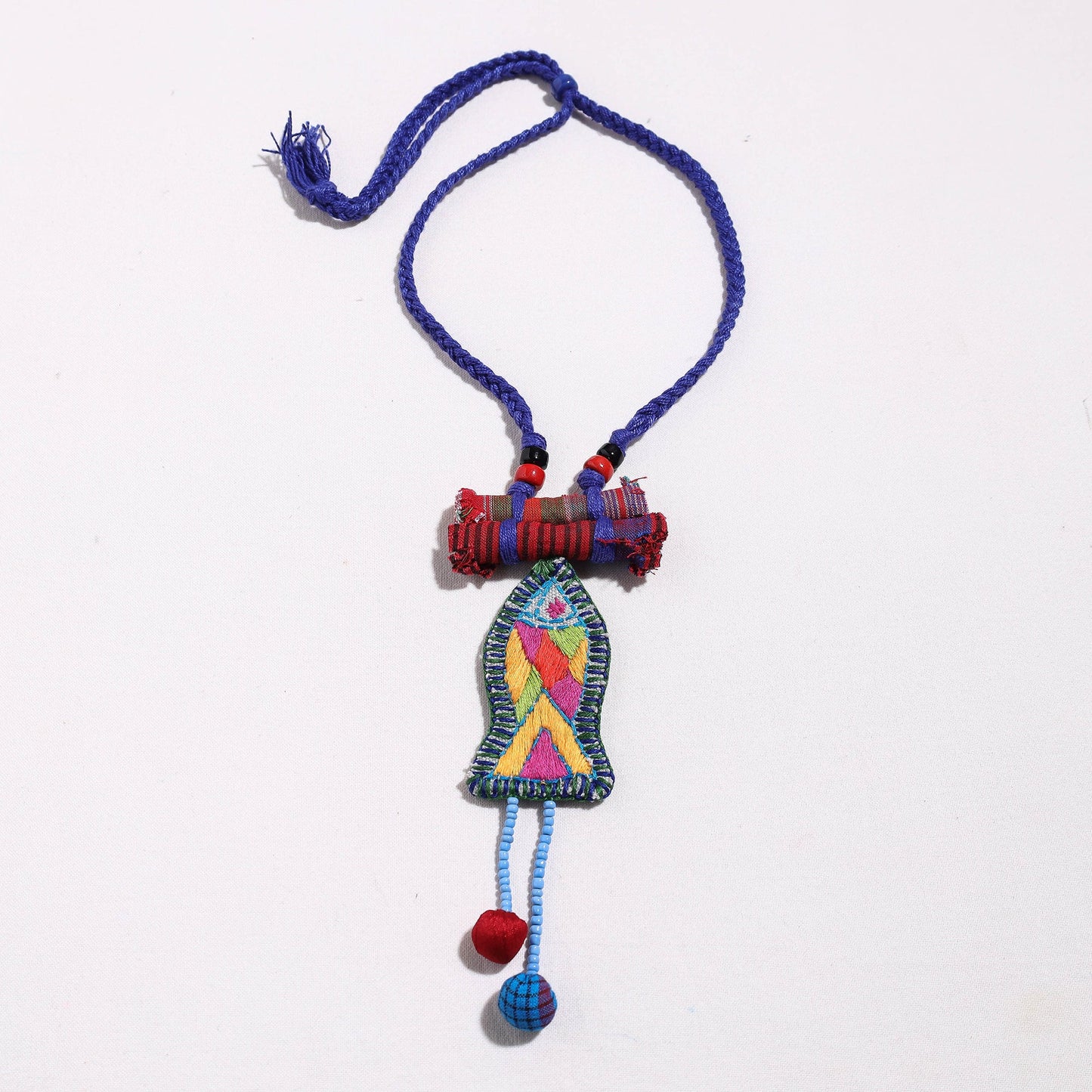 Hand Embroidered Fabart Necklace with Beadwork by Rangila Dhaga