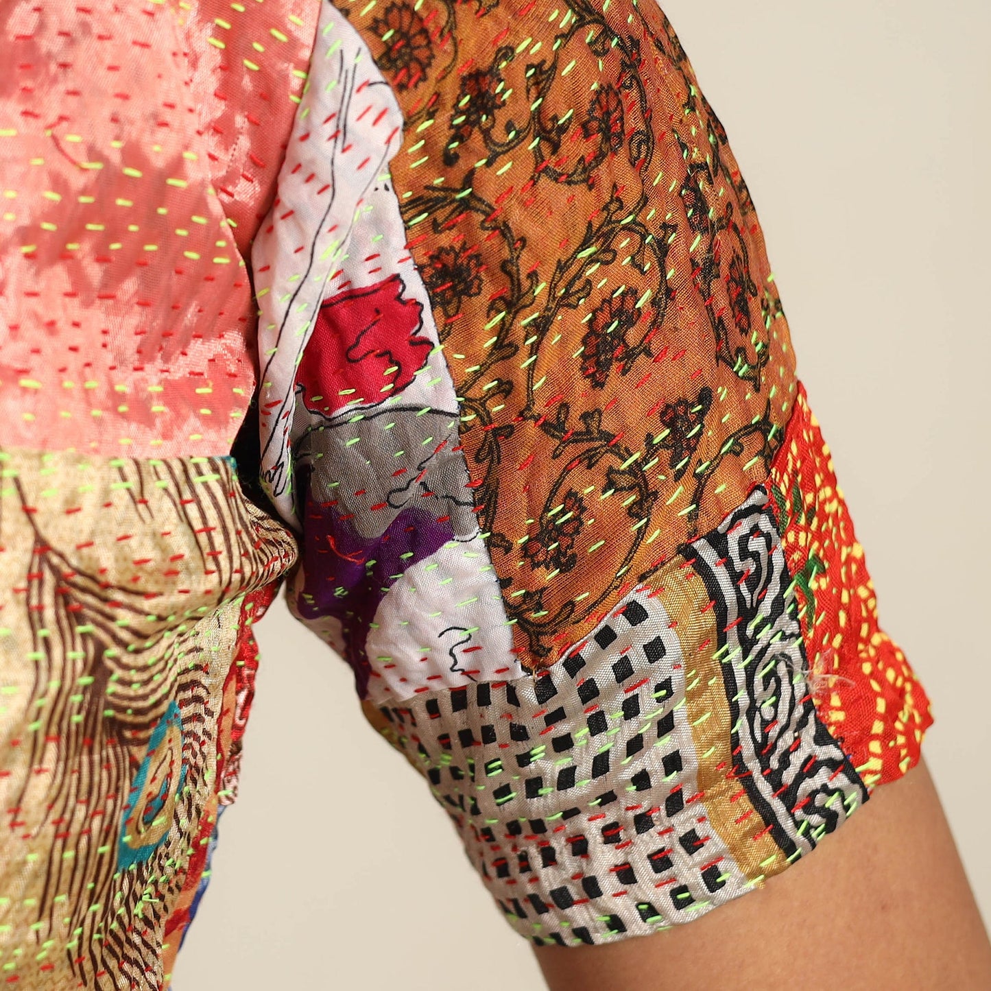 Buy Hand Embroidery Kantha Stitch Blouse Piece