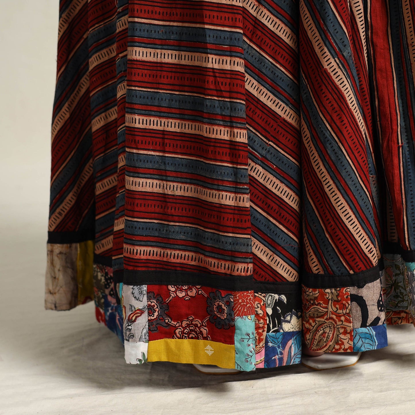 Multicolor - hand printed cotton long skirt 07 - handcrafted